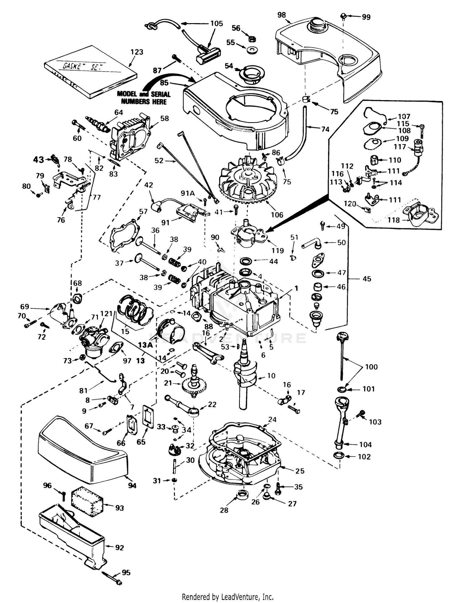 Engine Tecumseh Model No. Tnt 100-10065d