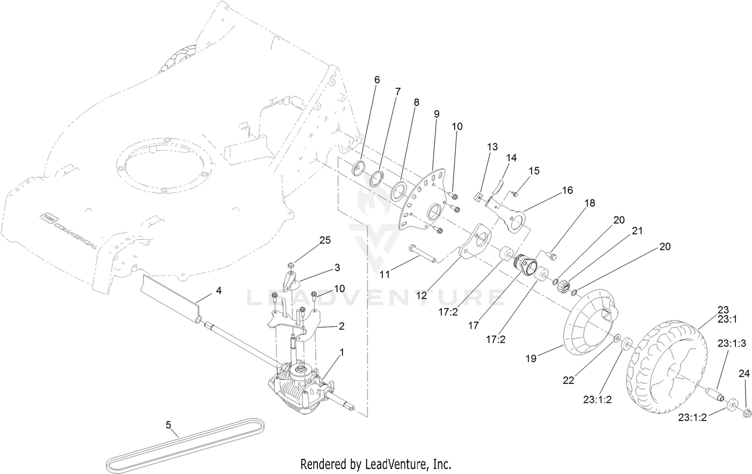 Transmission and Rear Wheel Assembly