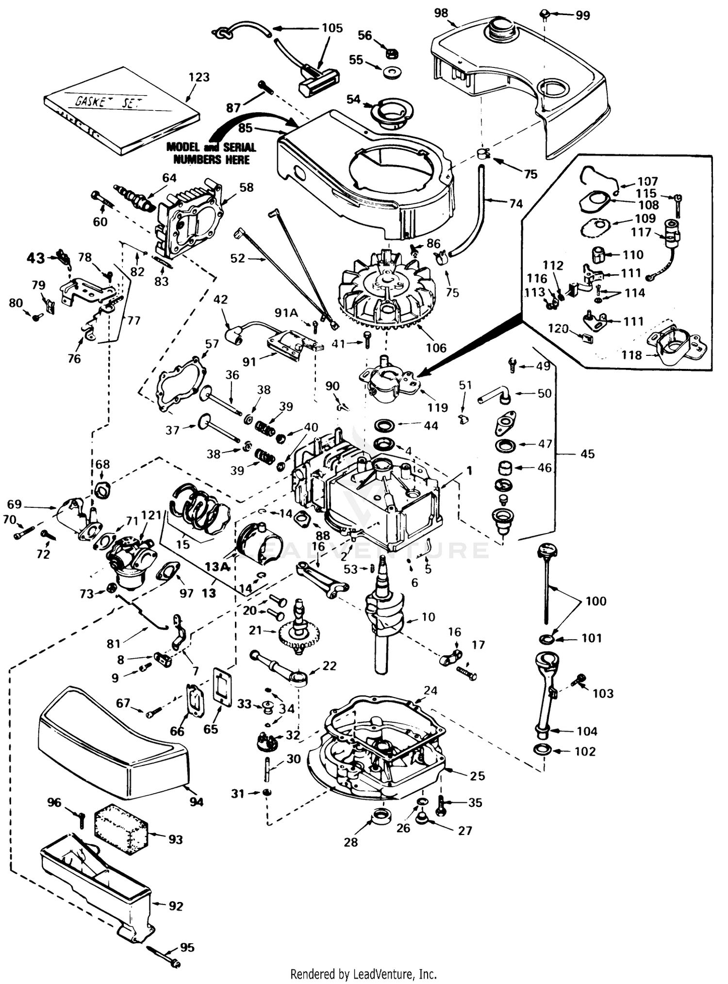 Engine Tecumseh Model No. Tnt 100-10065d