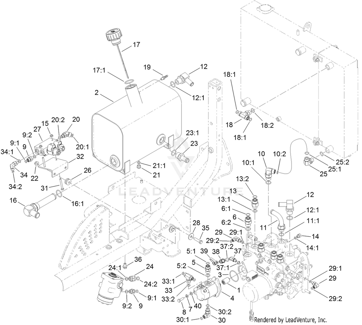 Deck Lift Valve and Hydraulic Fitting Assembly