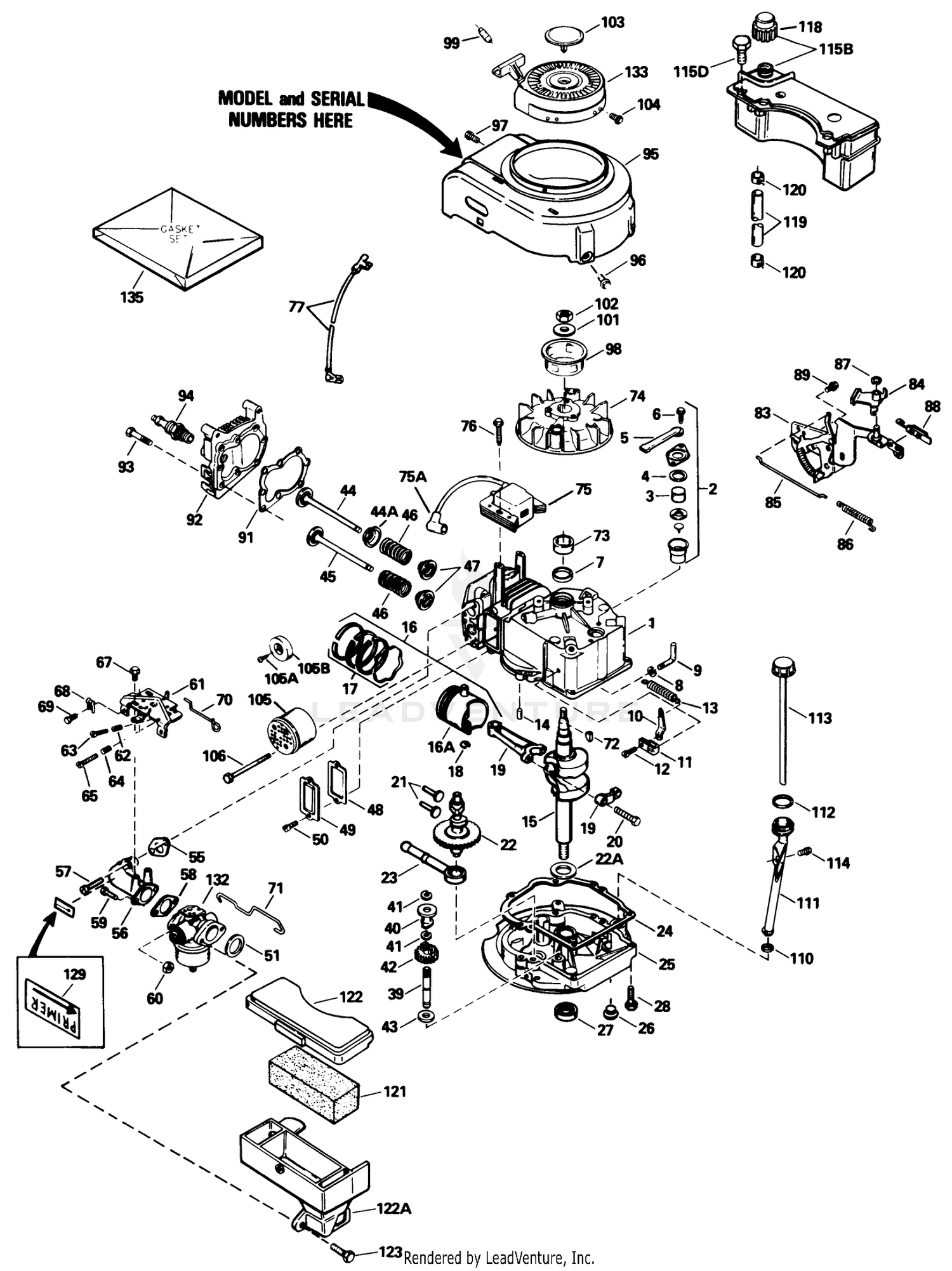 Engine Tecumseh Model No. Tvs100-44021b