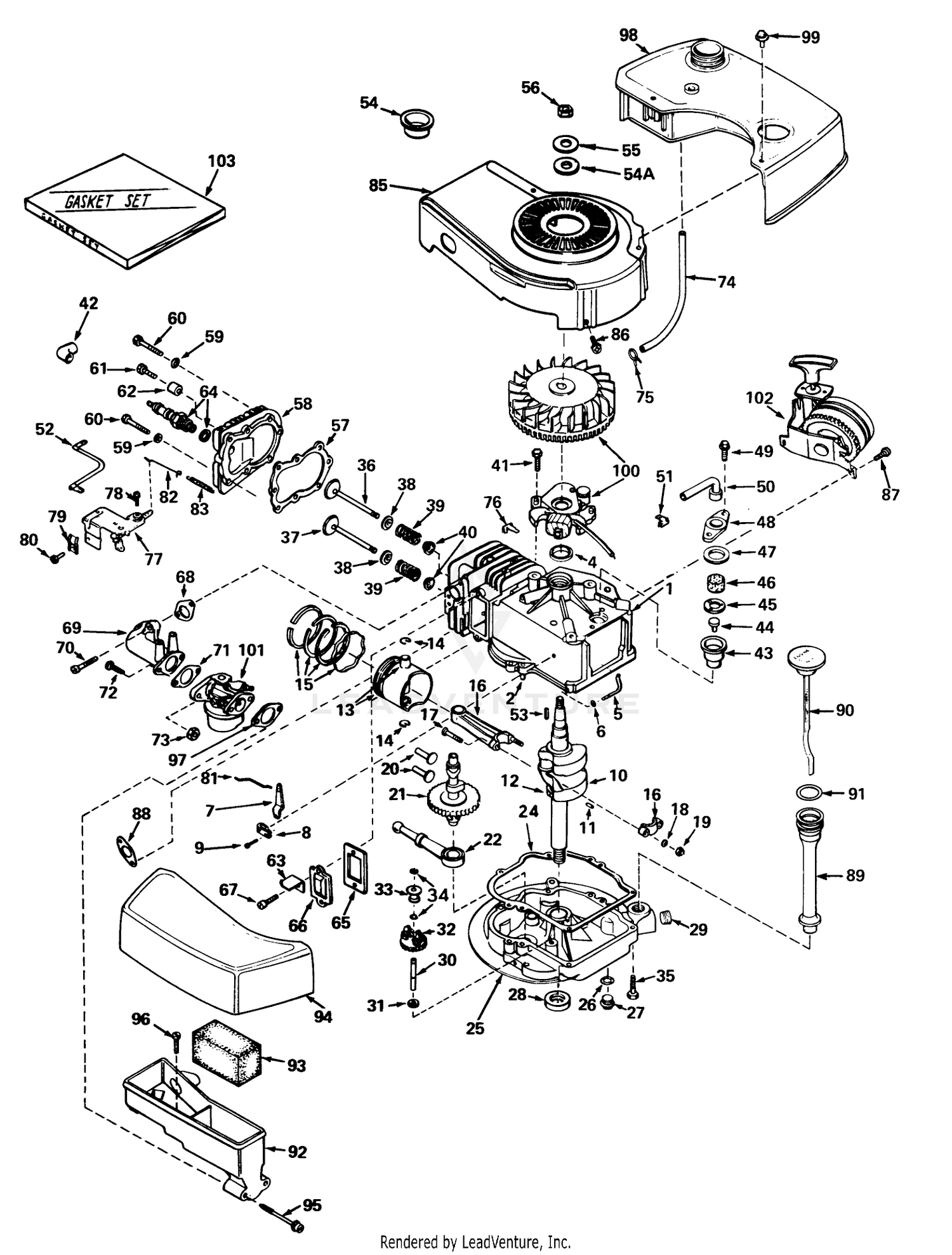 Engine Tecumseh Model Tnt100-10042 (mower Model No. 21610)