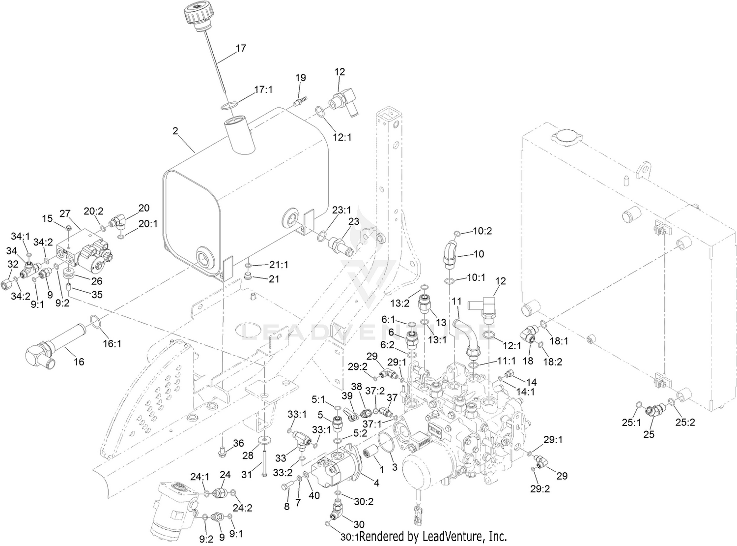 Deck Lift Valve and Hydraulic Fitting Assembly
