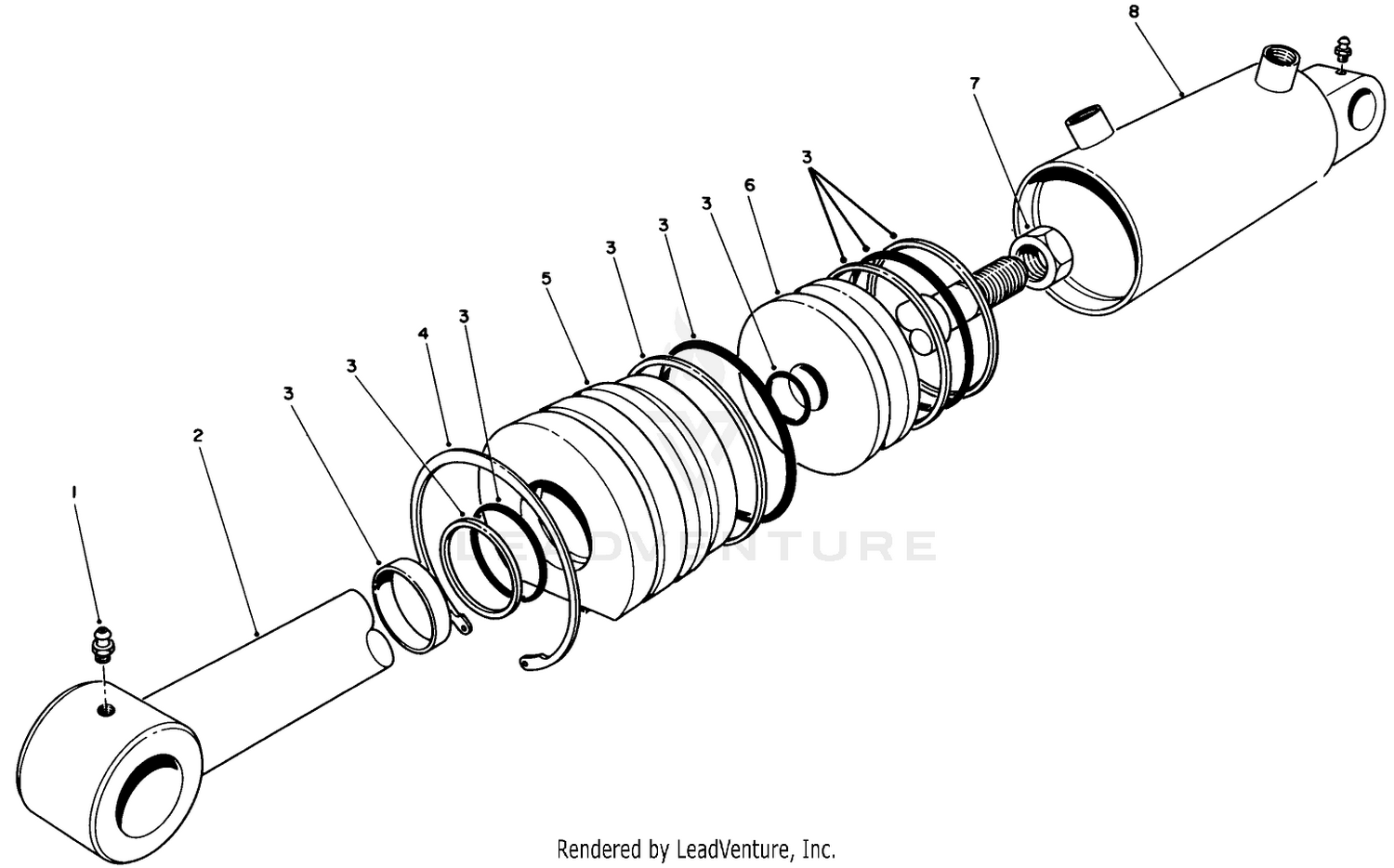 Hydraulic Lift Cylinder No. 62-4250 (2 1/2" Bore)