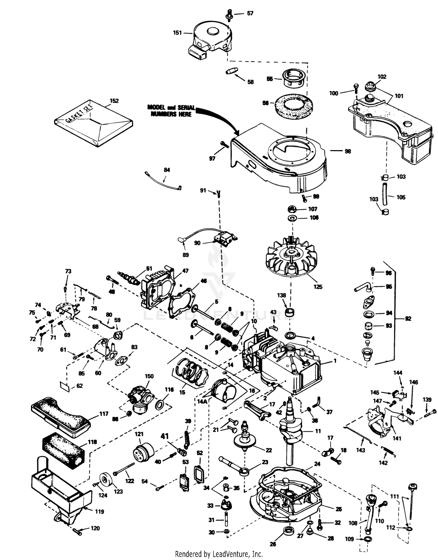Engine Tecumseh Model No. Tvs90-43228d