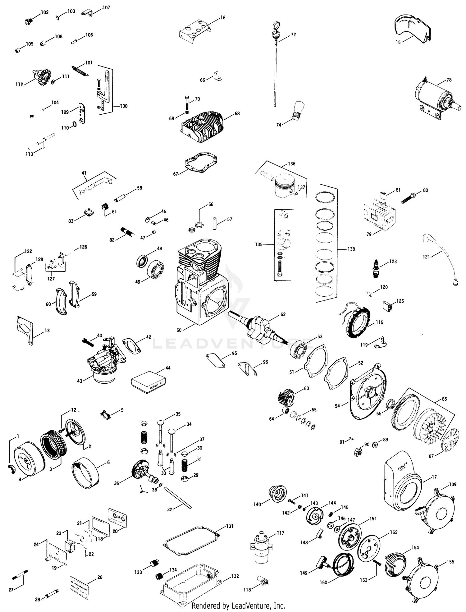 Engine Assembly-Kohler Model K-321s Spec. No. 60295d