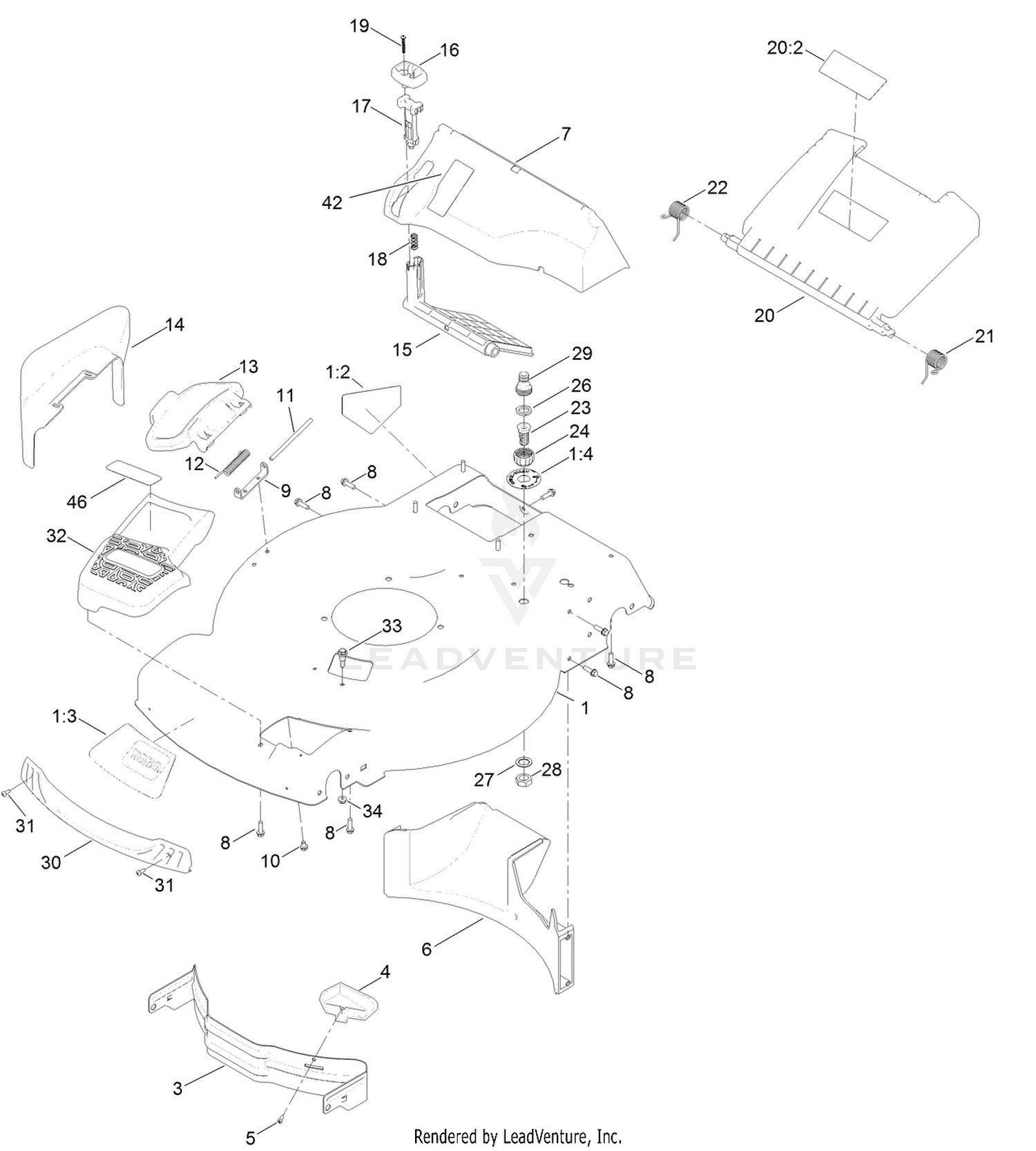 Housing and Rear Deflector Assembly
