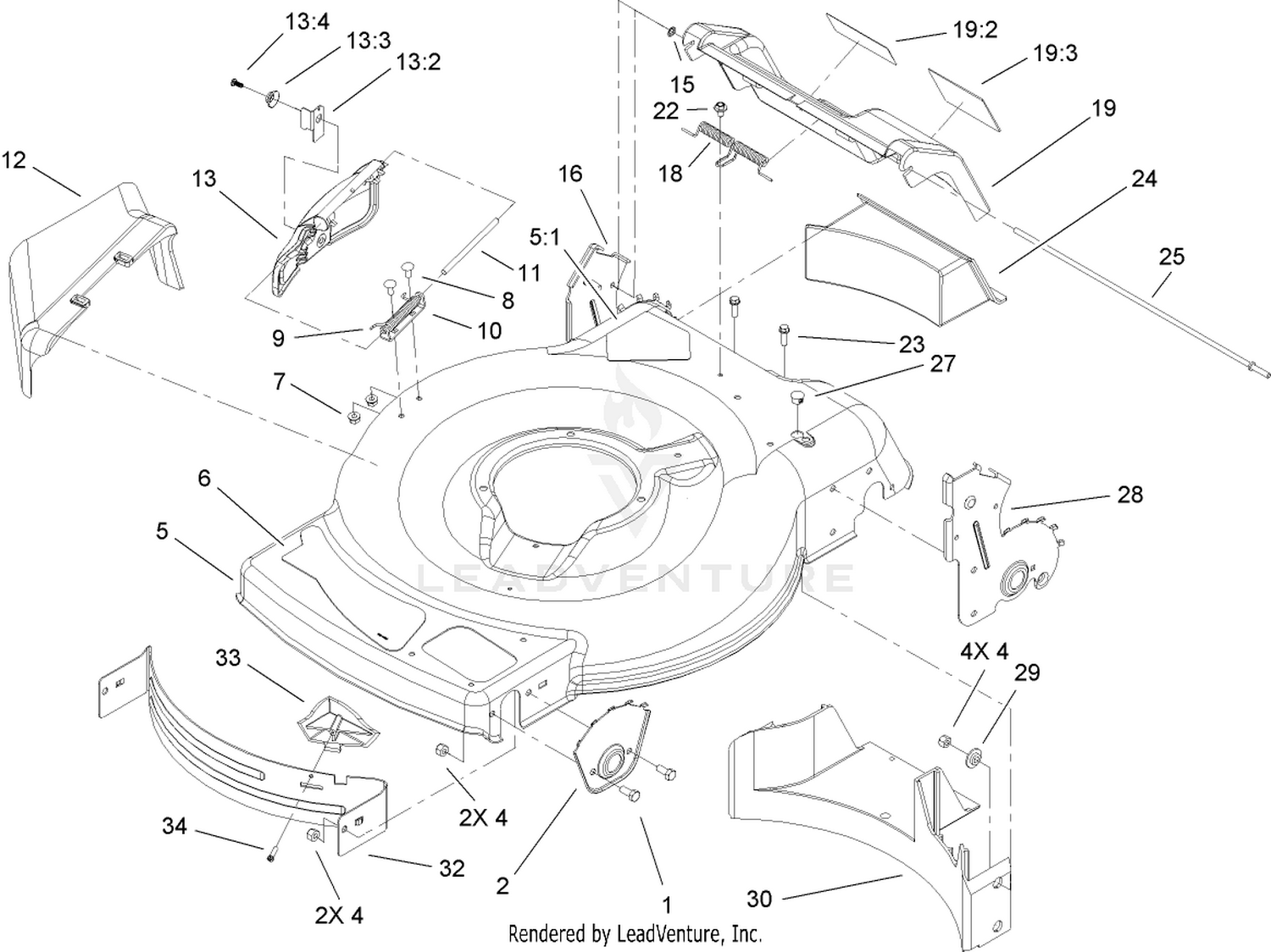 Deck, Side Chute and Rear Door Assembly