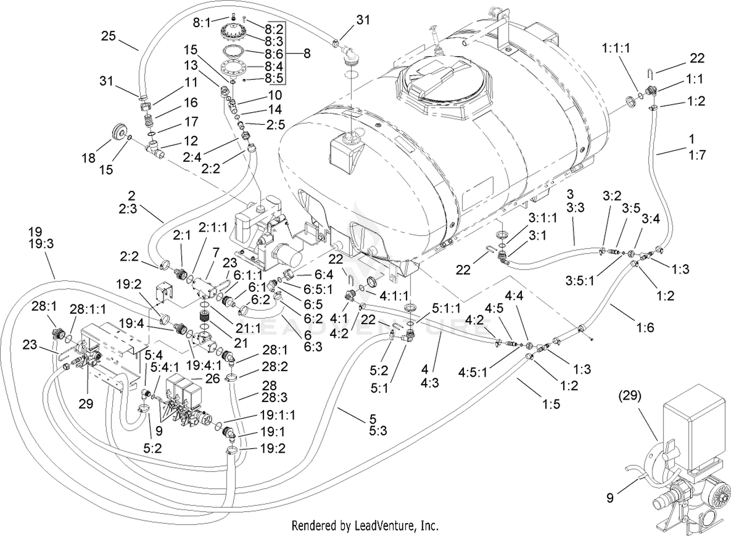 Internal Sprayer Component Assembly No. 1