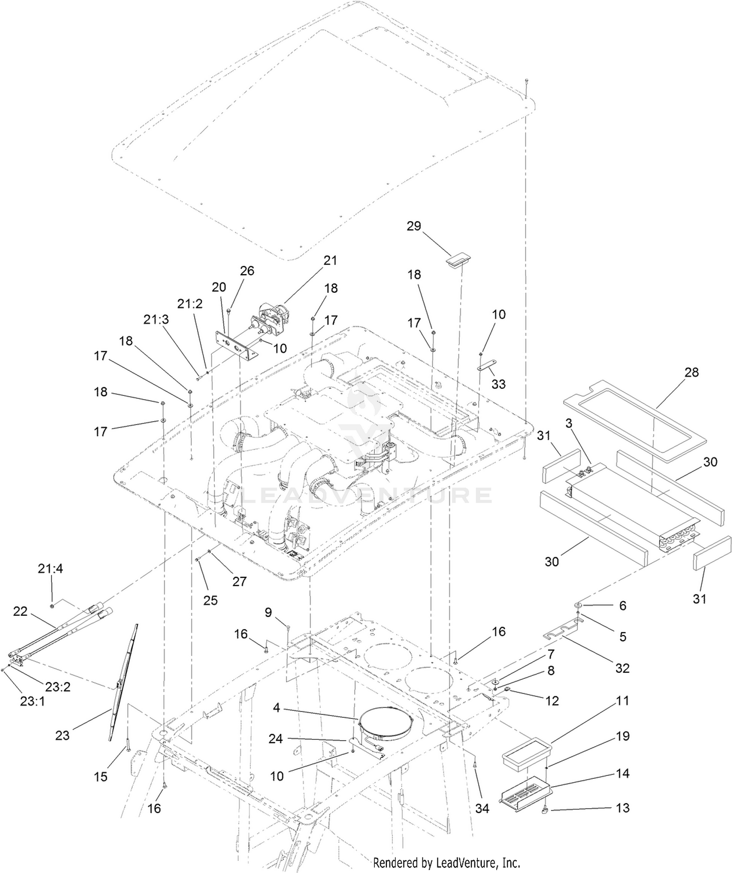 Windshield Wiper and Condenser Core Assembly