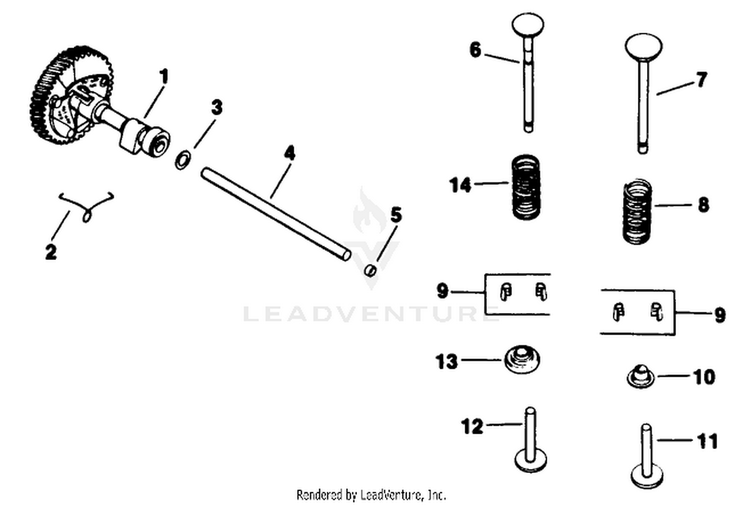 Camshaft  Valves-Engine Model No. M8t Type 301590