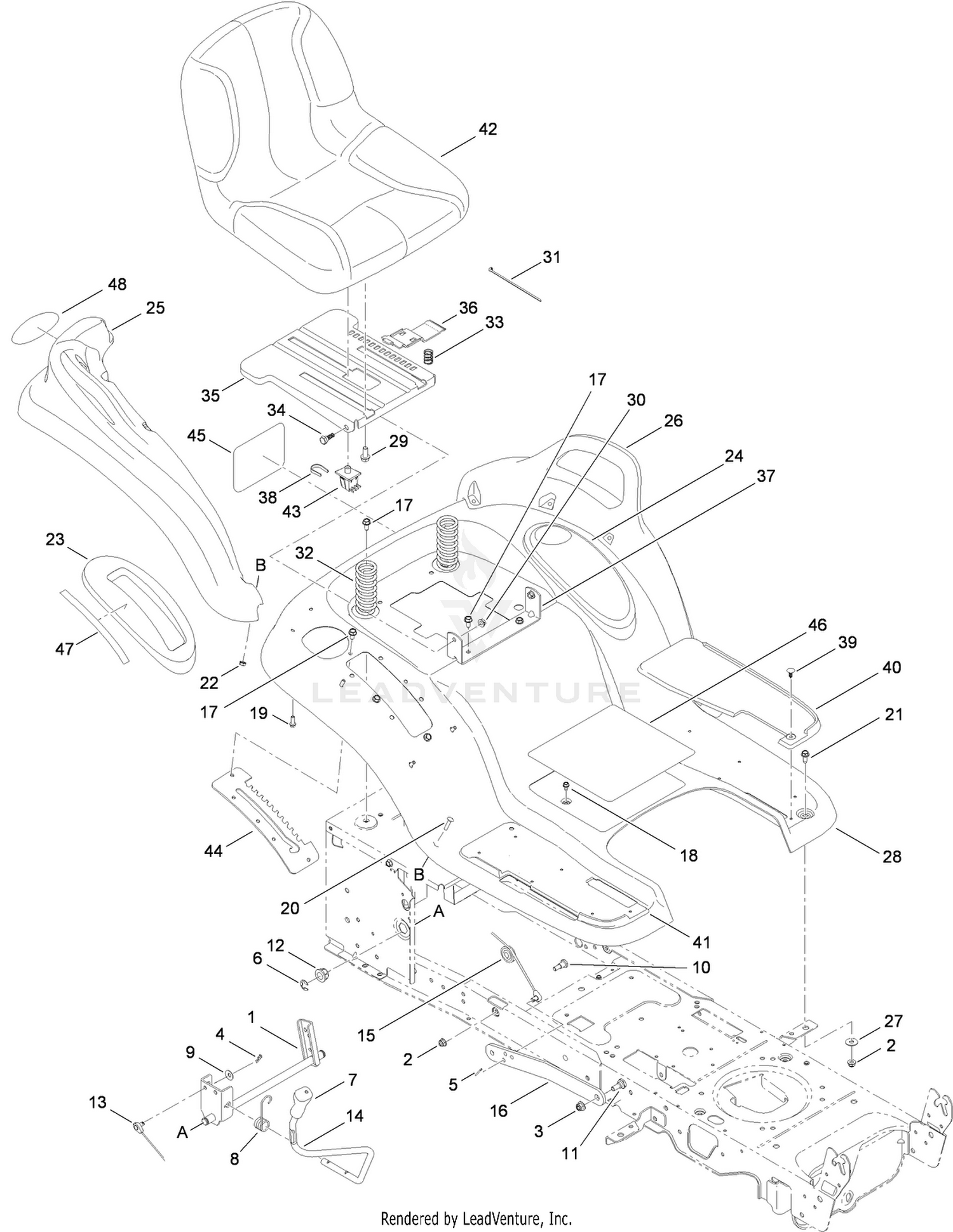 Seat, Fender and Deck Lift Assembly