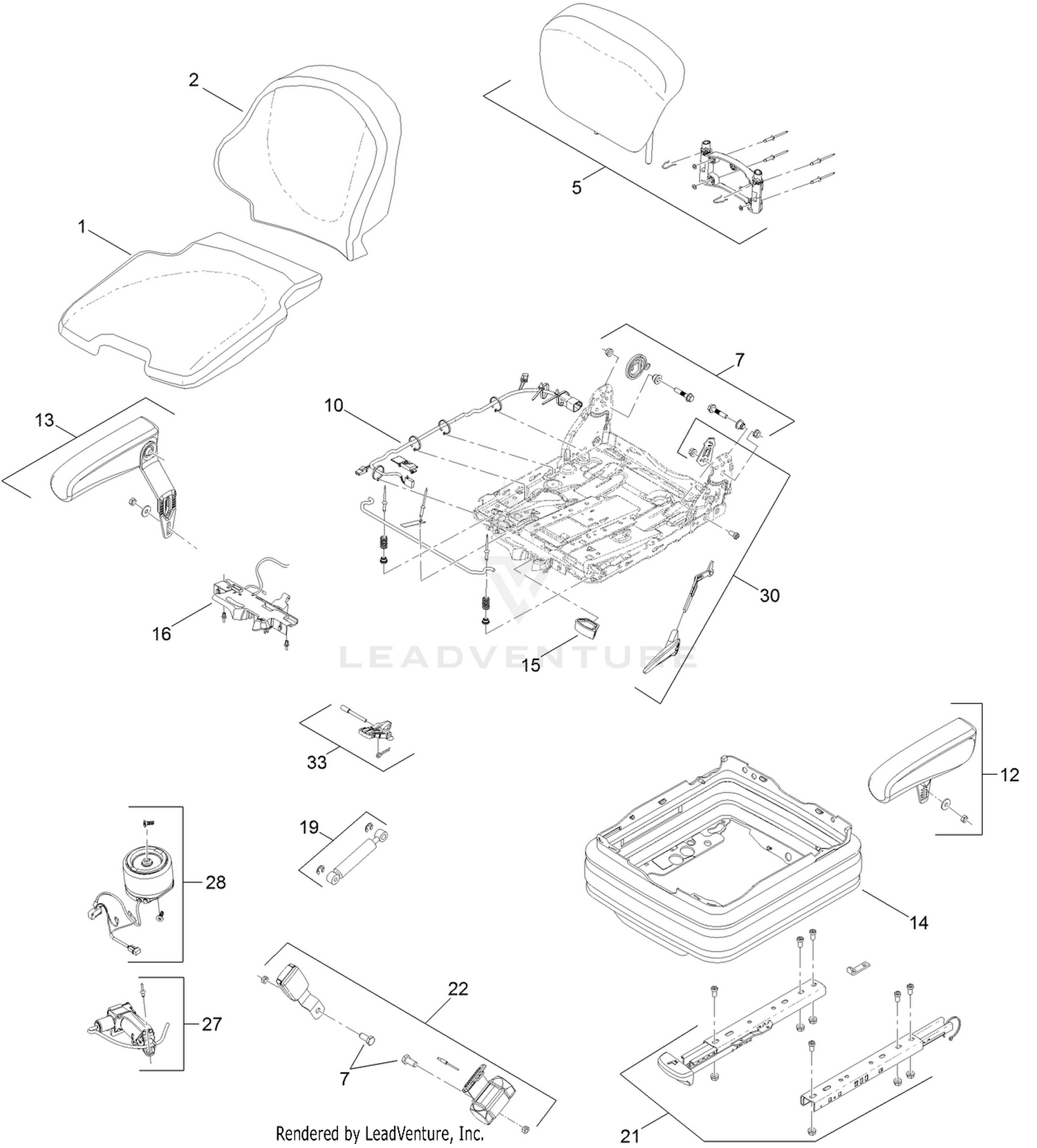 Cloth Air Ride Seat Assembly No. 117-3097