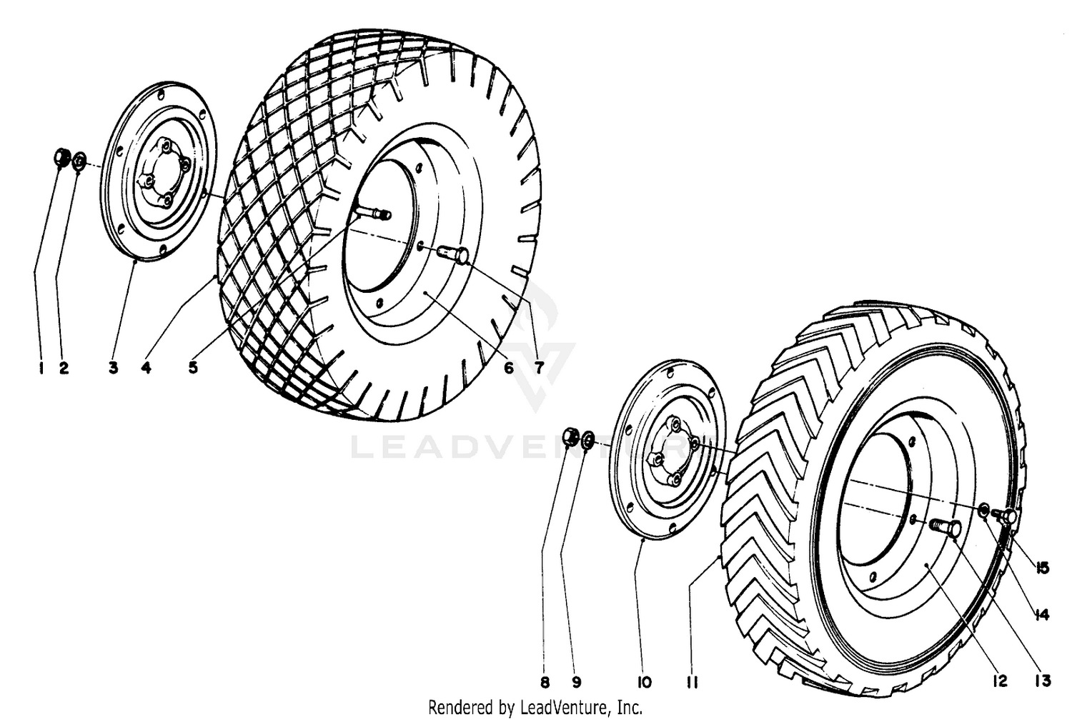 16" Pneumatic Wheels Kit No. 01323