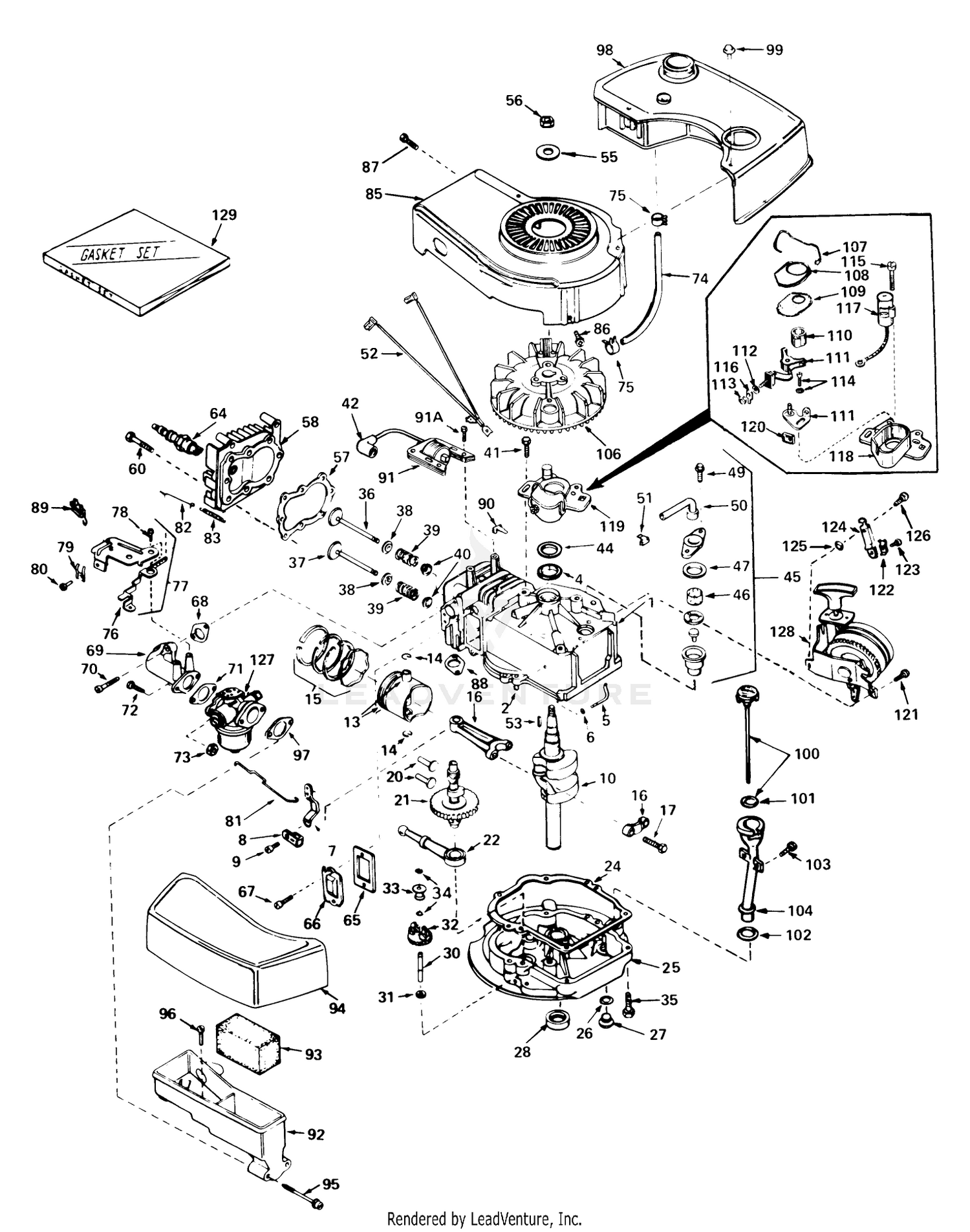 Engine Tecumseh Model No. Tnt 100-10063c
