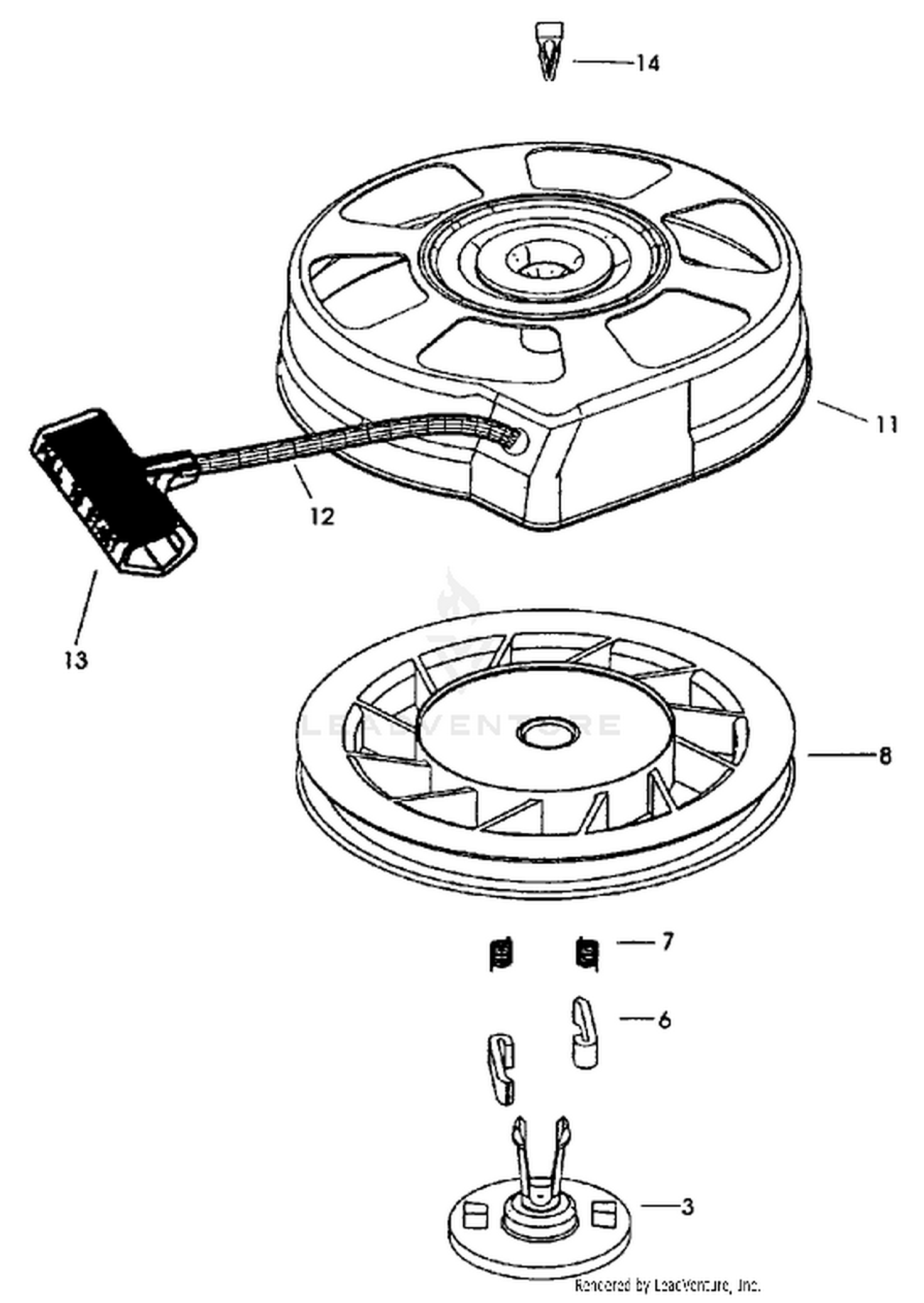 Recoil Starter Assembly No. 590739  Tecumseh LEV120-362003A