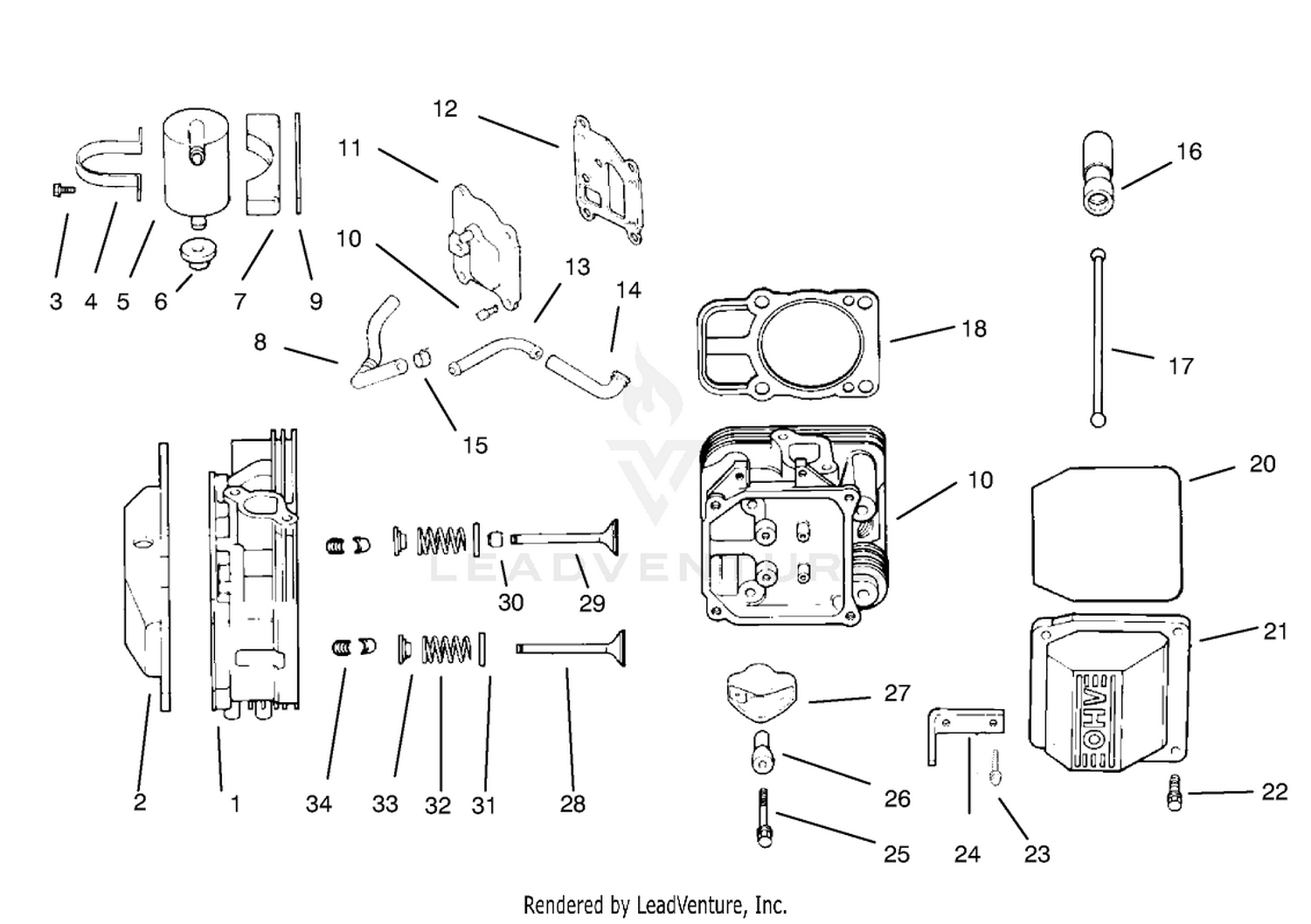 Head/valve/breather