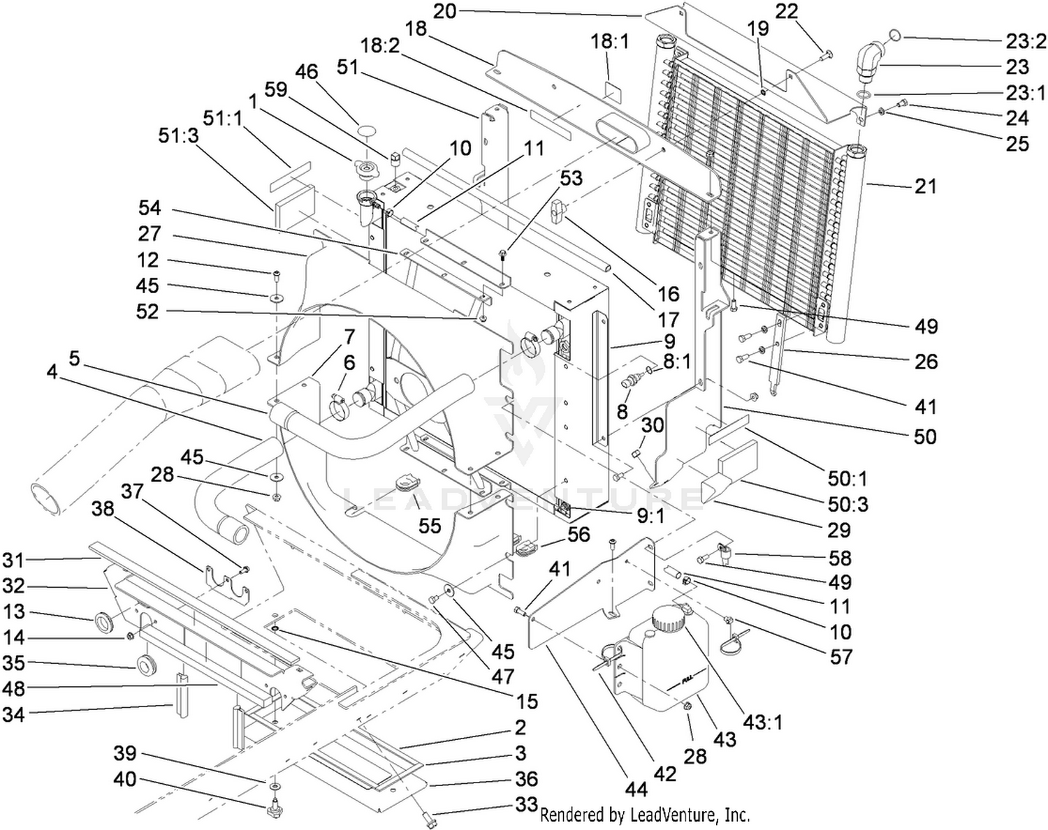 Radiator, Oil Cooler and Support Assembly