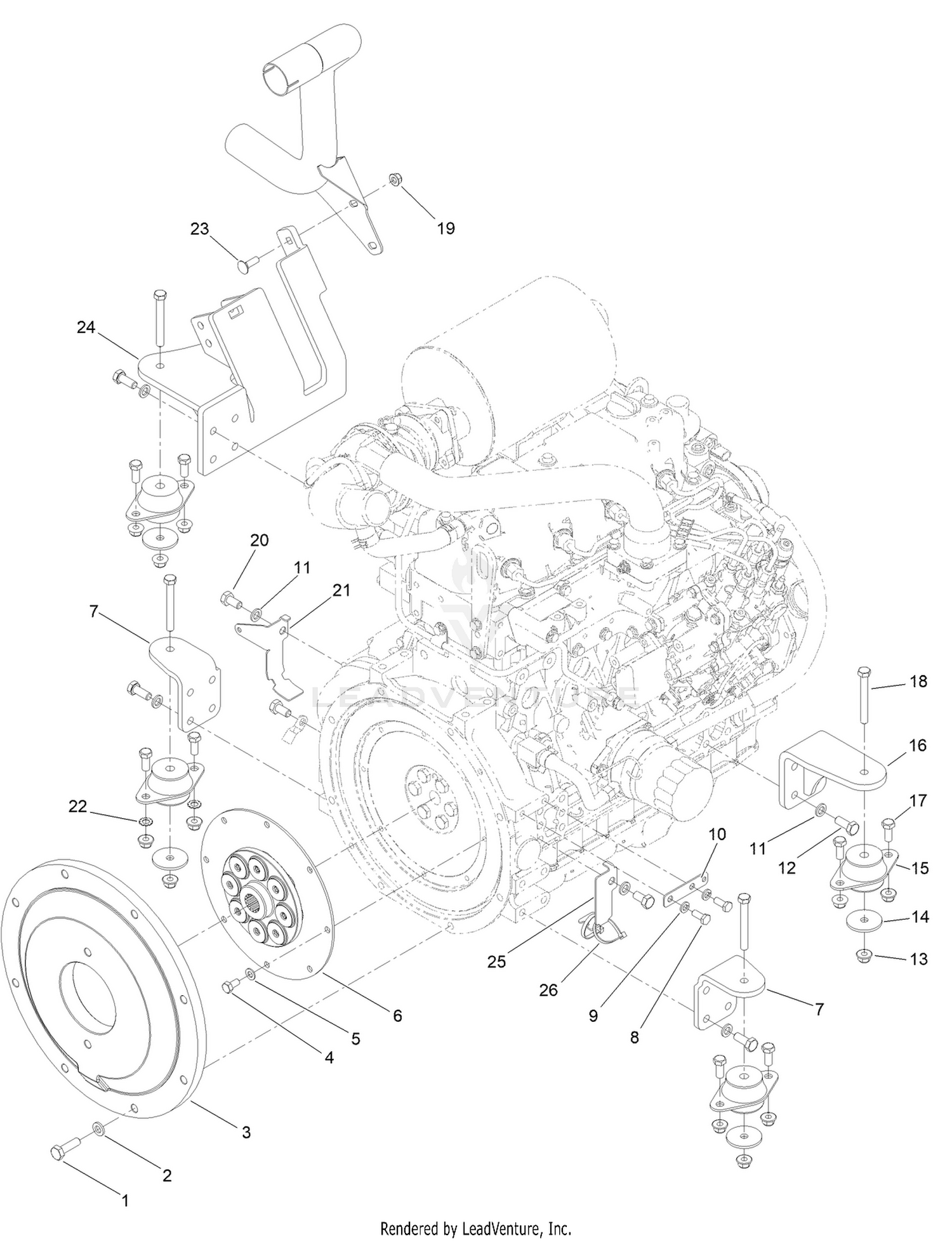 Flywheel and Motor Mount Assembly