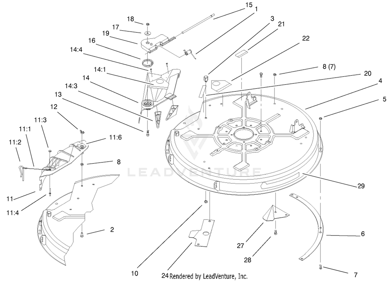 32" Deck Components Assembly