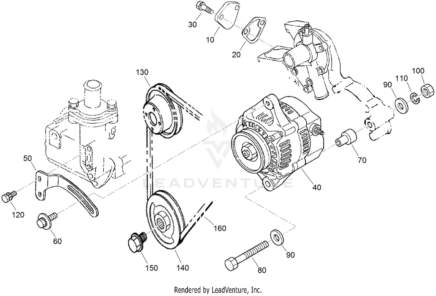 Alternator and Pulley and Fuel Pump Cover Assembly