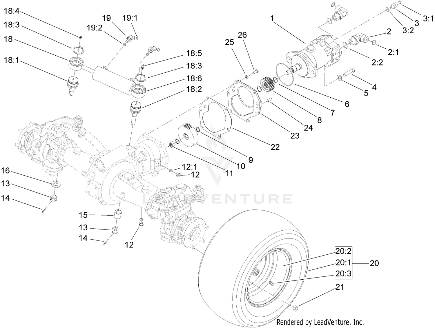 4 Wheel Drive Rear Axle and Tire Assembly