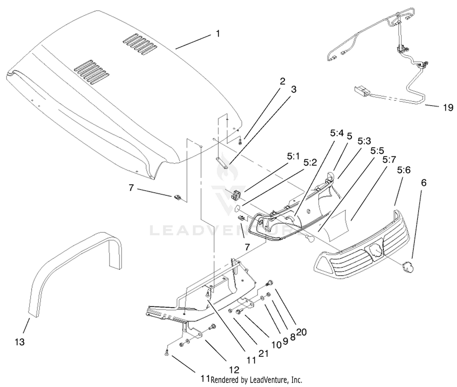 Hood  Headlight Assembly