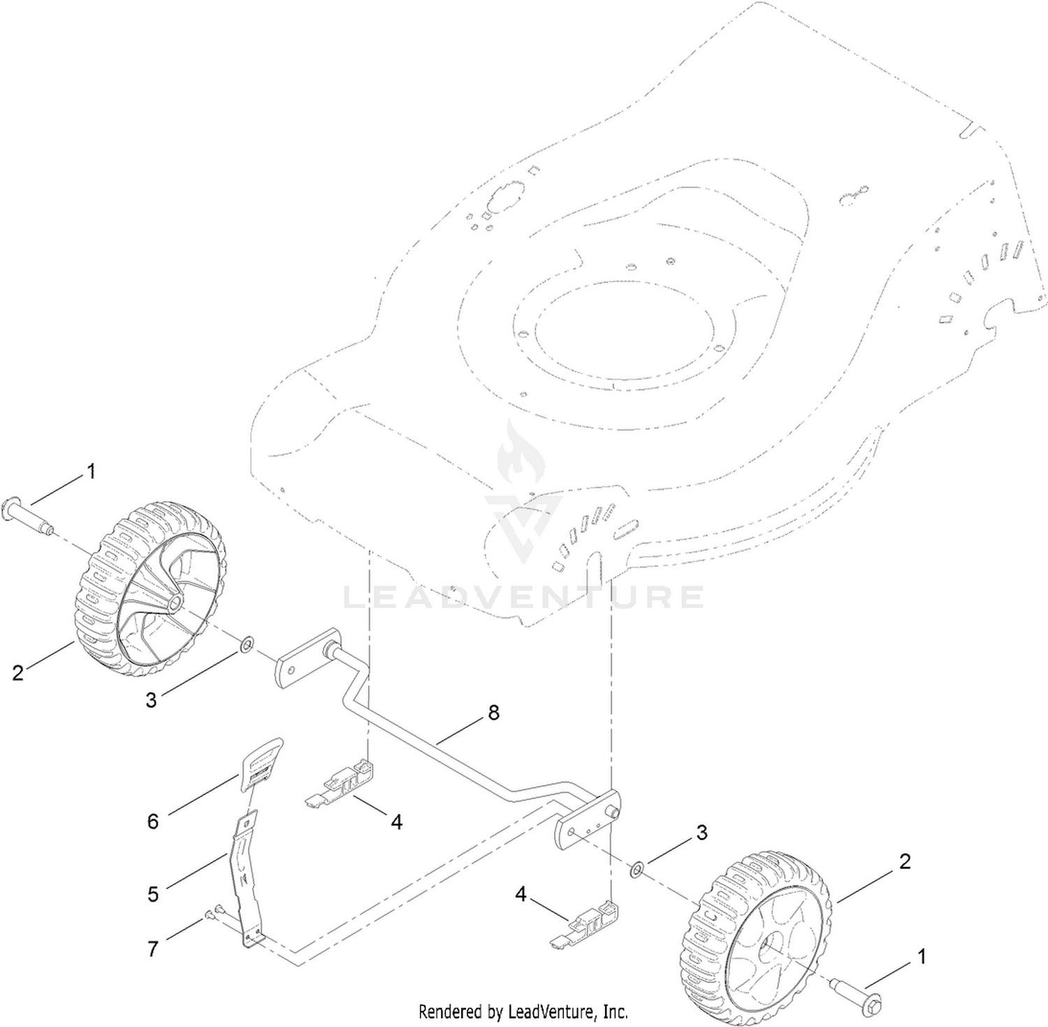 Front Wheel and Height-of-Cut Assembly