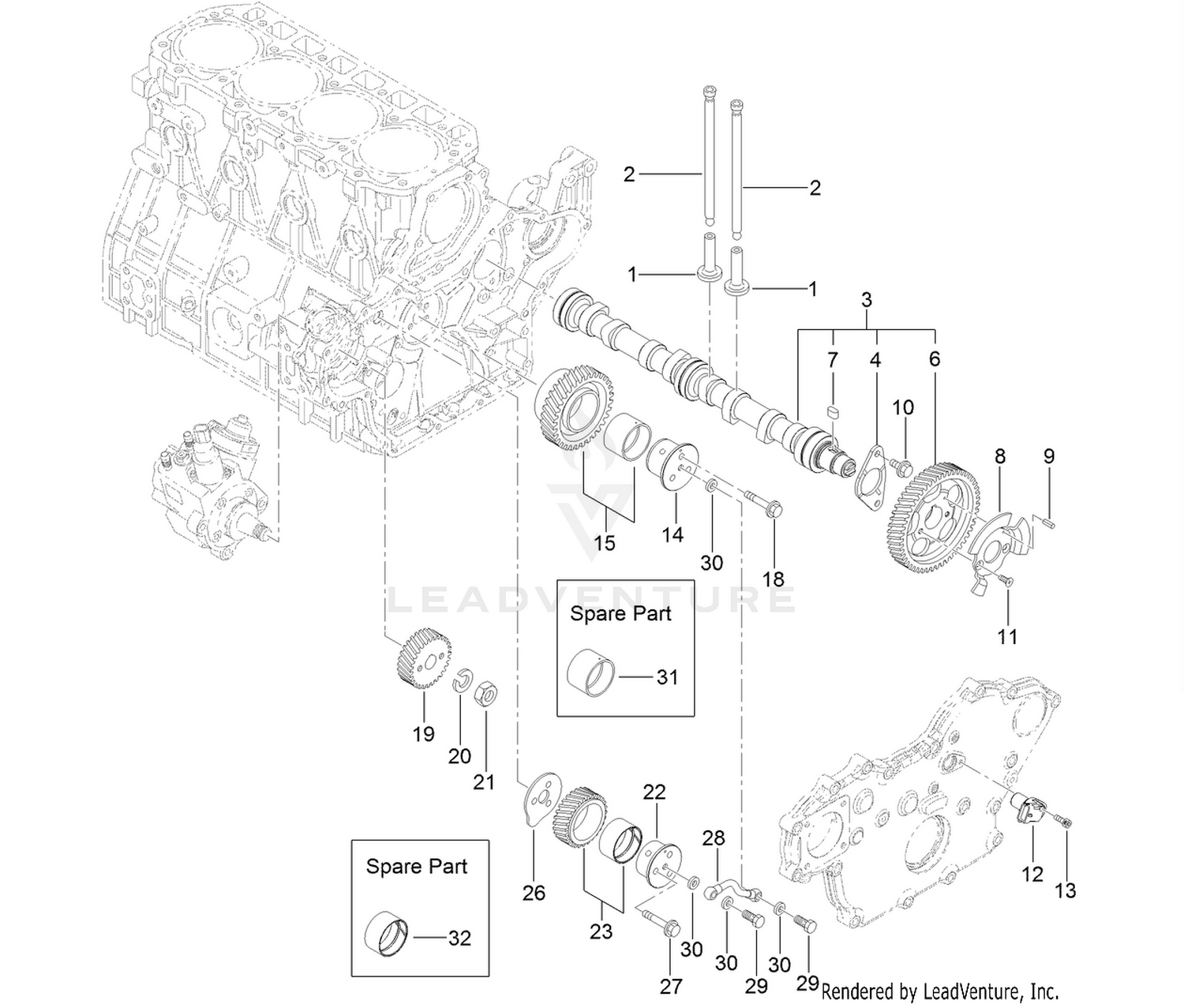 Camshaft and Driving Gear Assembly