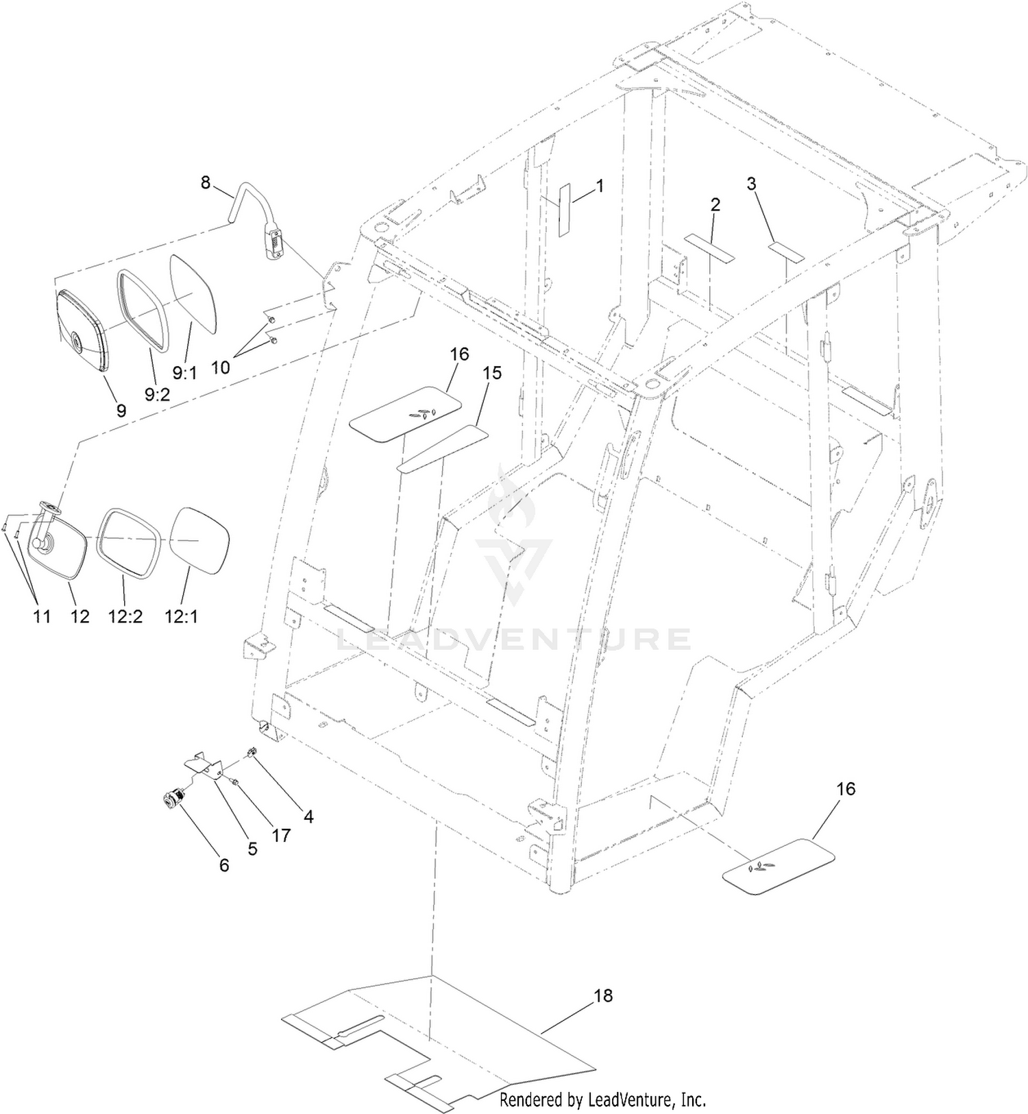 Mirror and Floor Tread Assembly