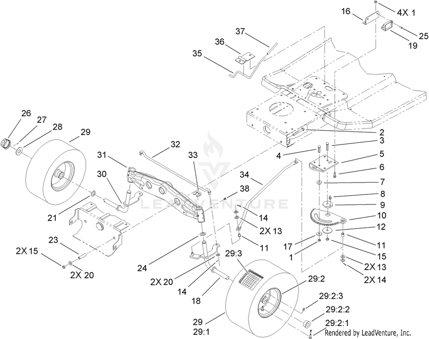 Front Wheel and Steering Assembly