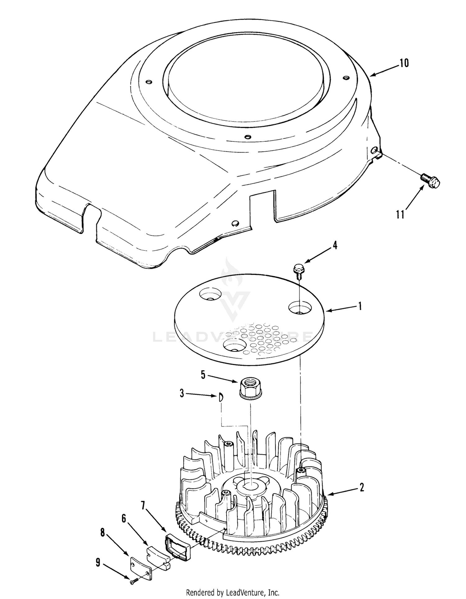 14hp Engine Flywheel  Cover Assembly