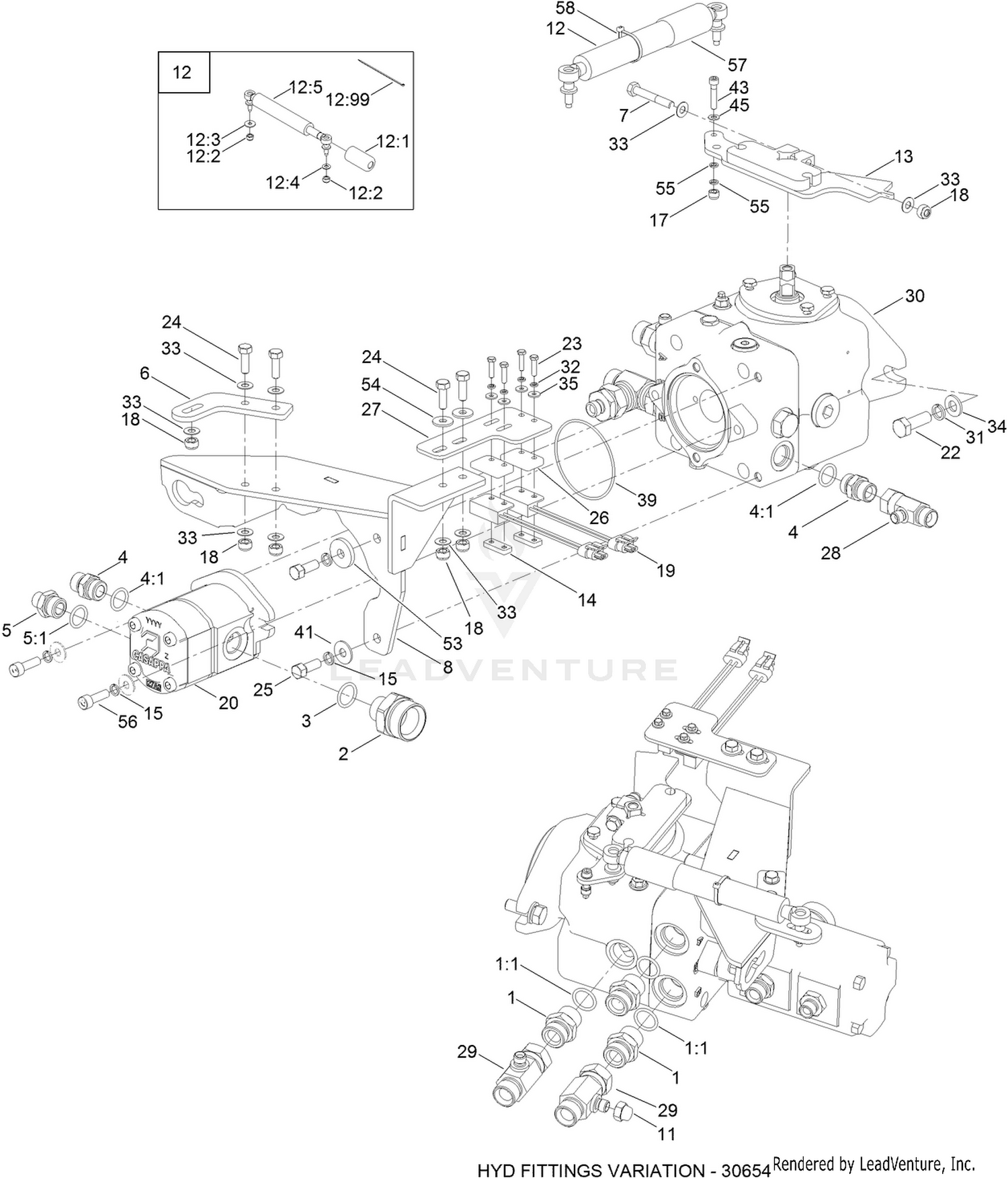 Transmission and Tandem Pump Assembly