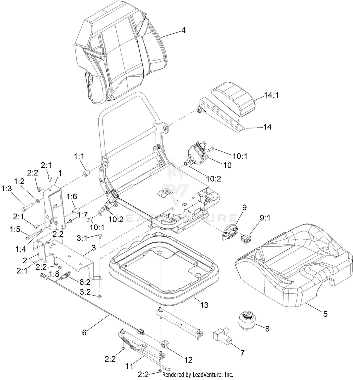 Air Ride Suspension Seat Assembly No. 161-0807