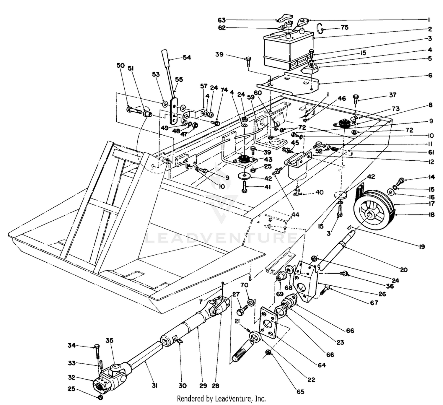 Power Take Off, Battery, And Engine Mount Assembly