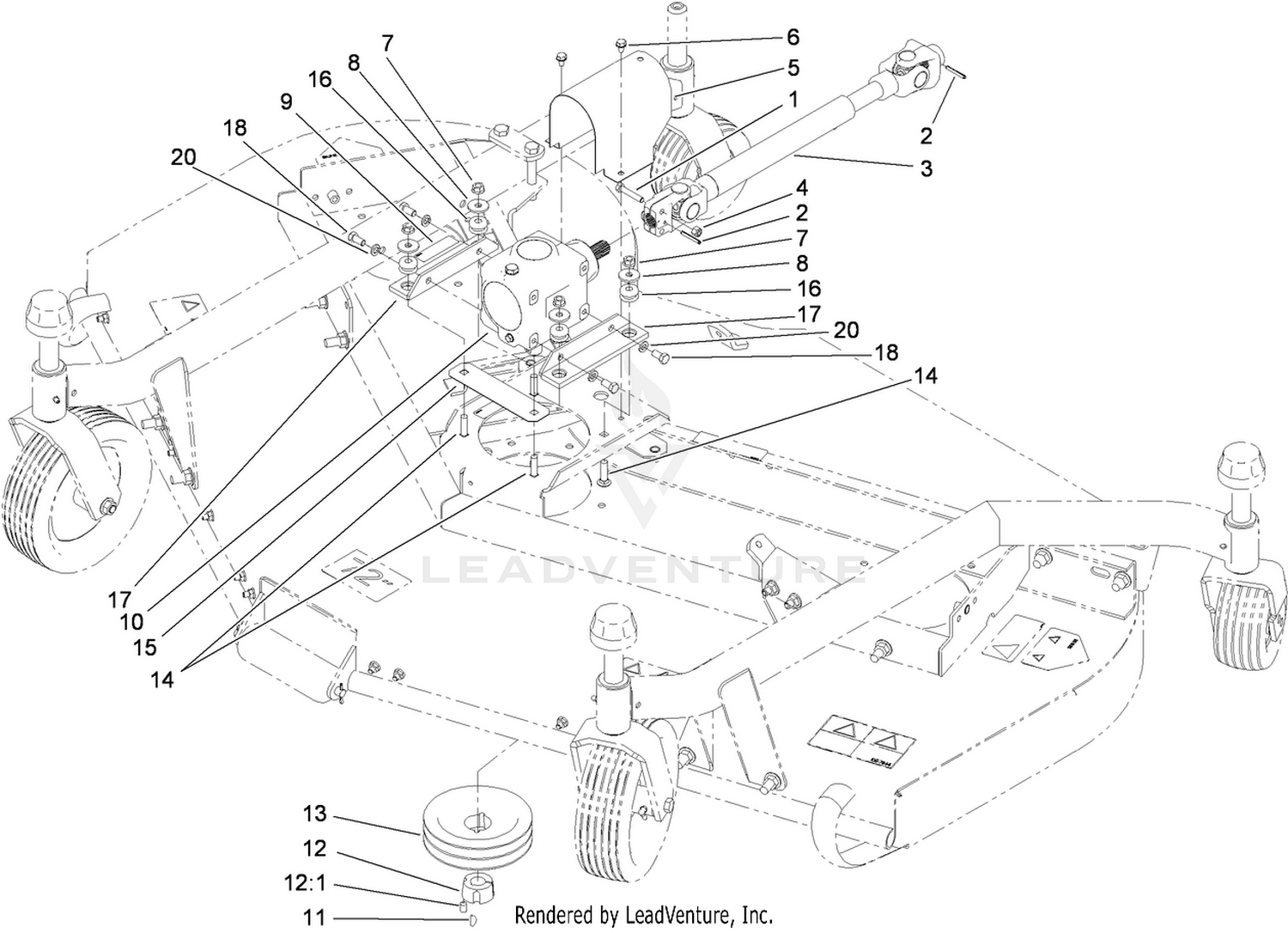Gearbox, Driveshaft and Guard Assembly