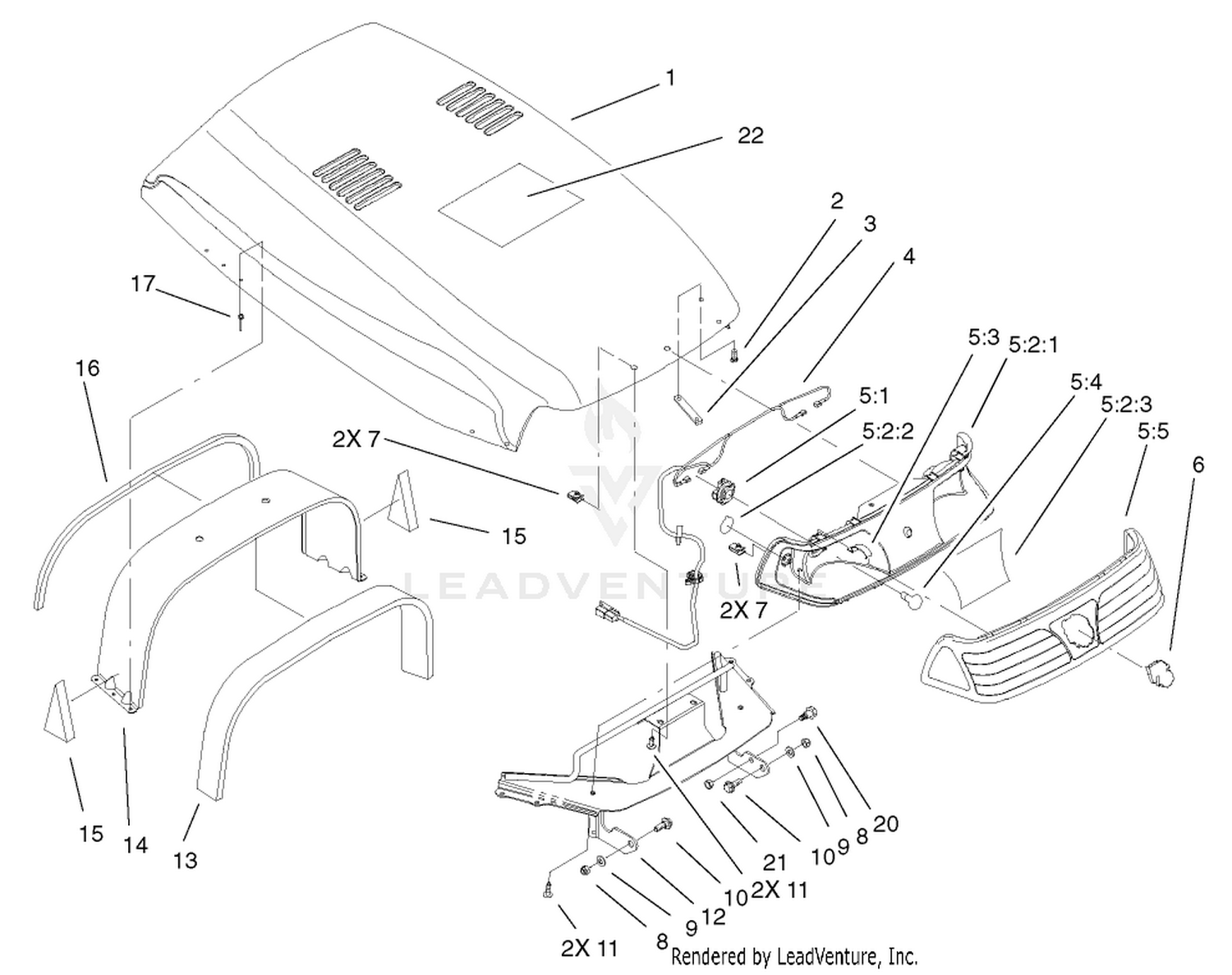 Hood  Headlight Assembly