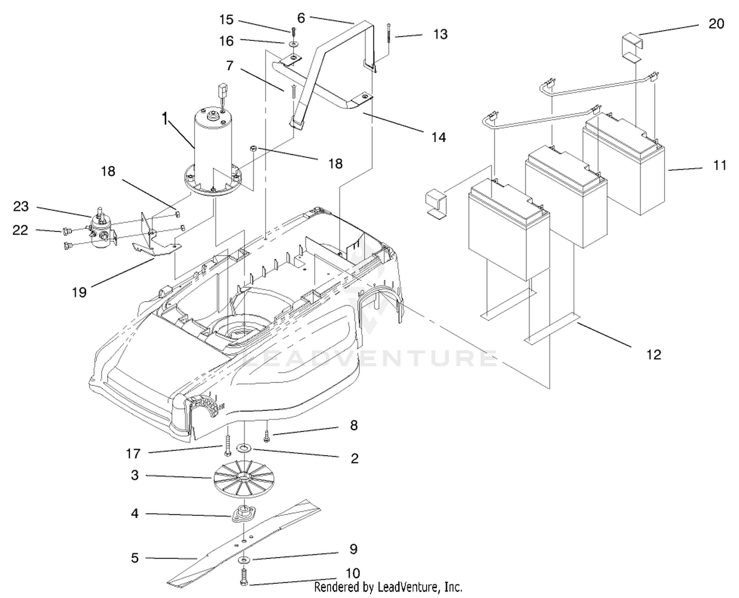 Motor, Batteries And Blade Assembly