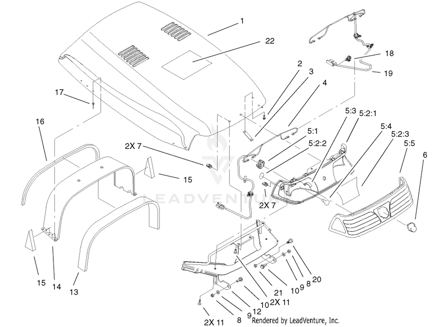 Hood  Headlight Assembly