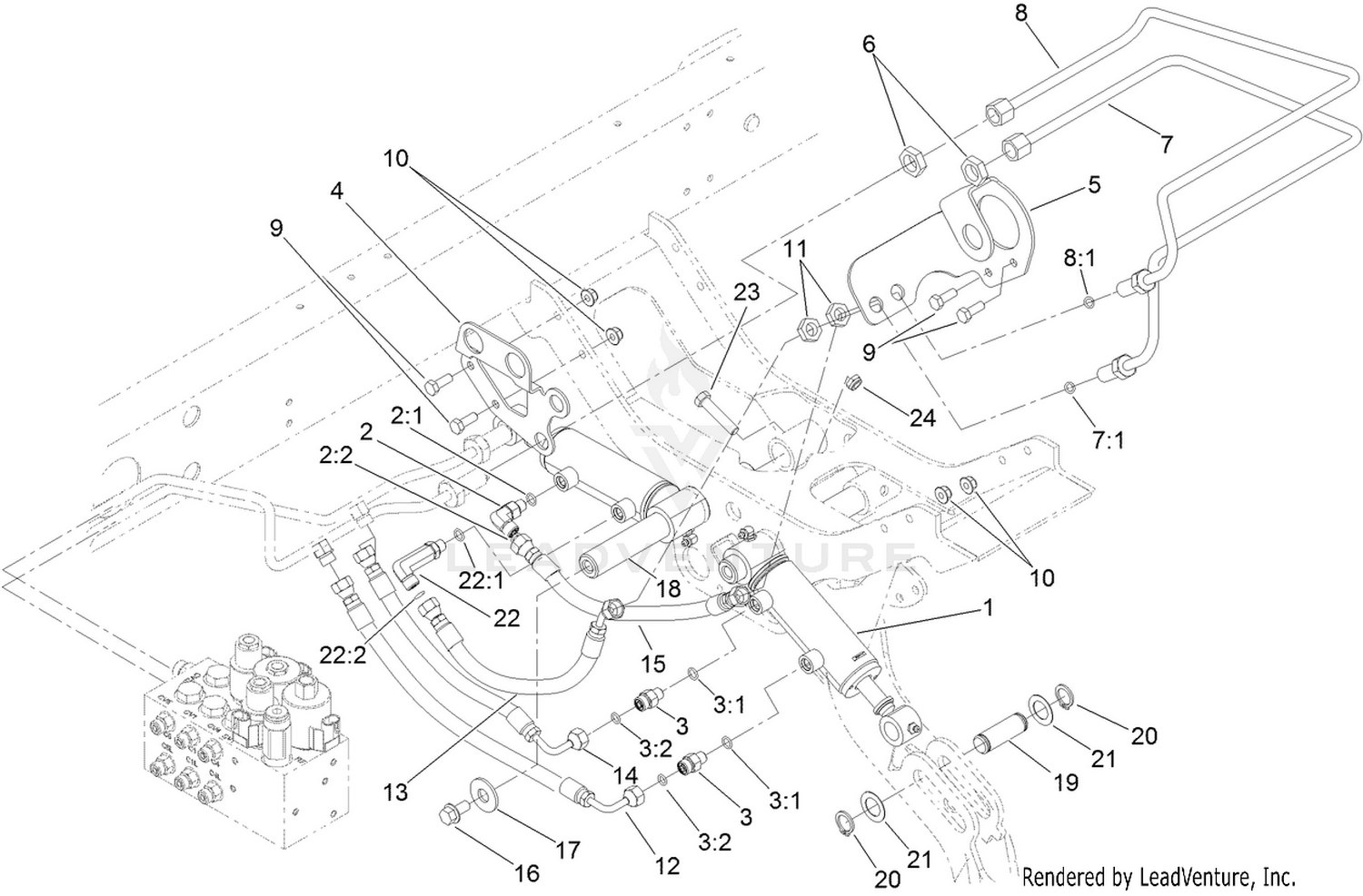 Rear Lift Cylinder and Plumbing Assembly