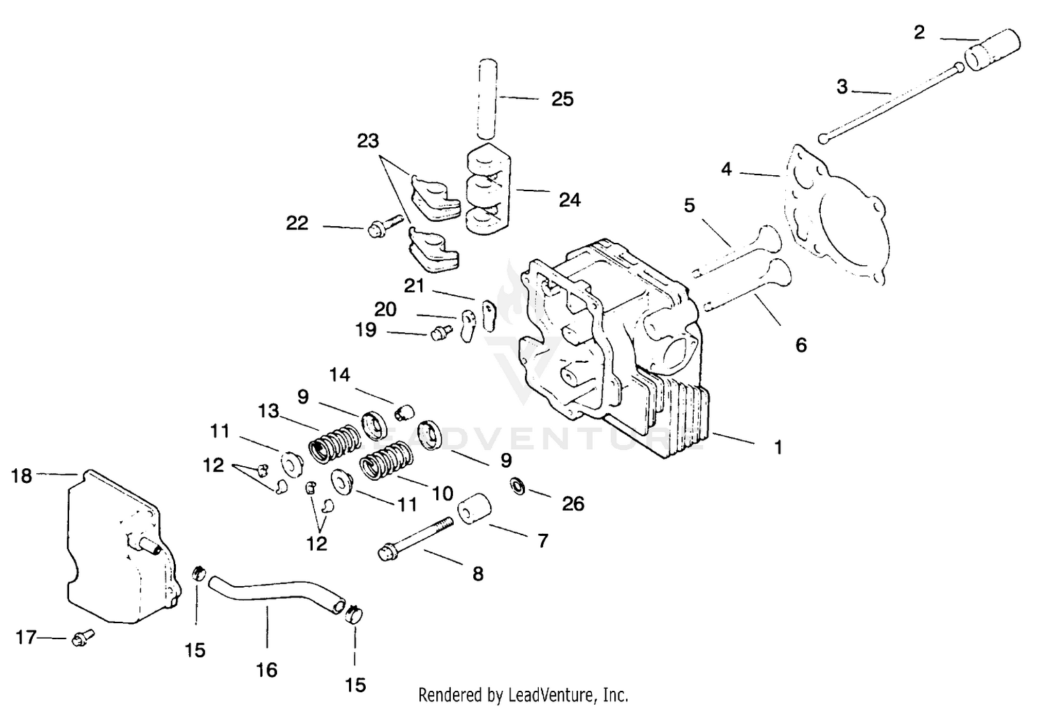 Cylinder Head/valve/breather-Engine Kohler Model No. Cv14 T-1412