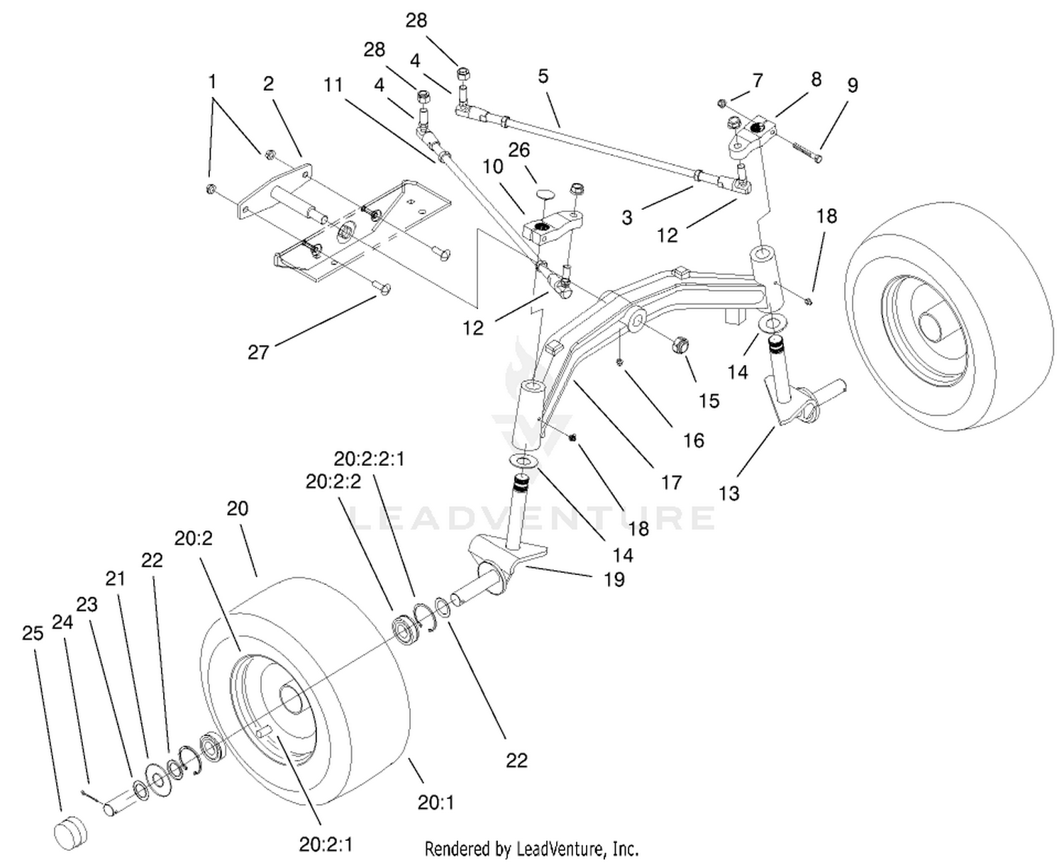 Tie Rods, Spindle,  Front Axle Assembly
