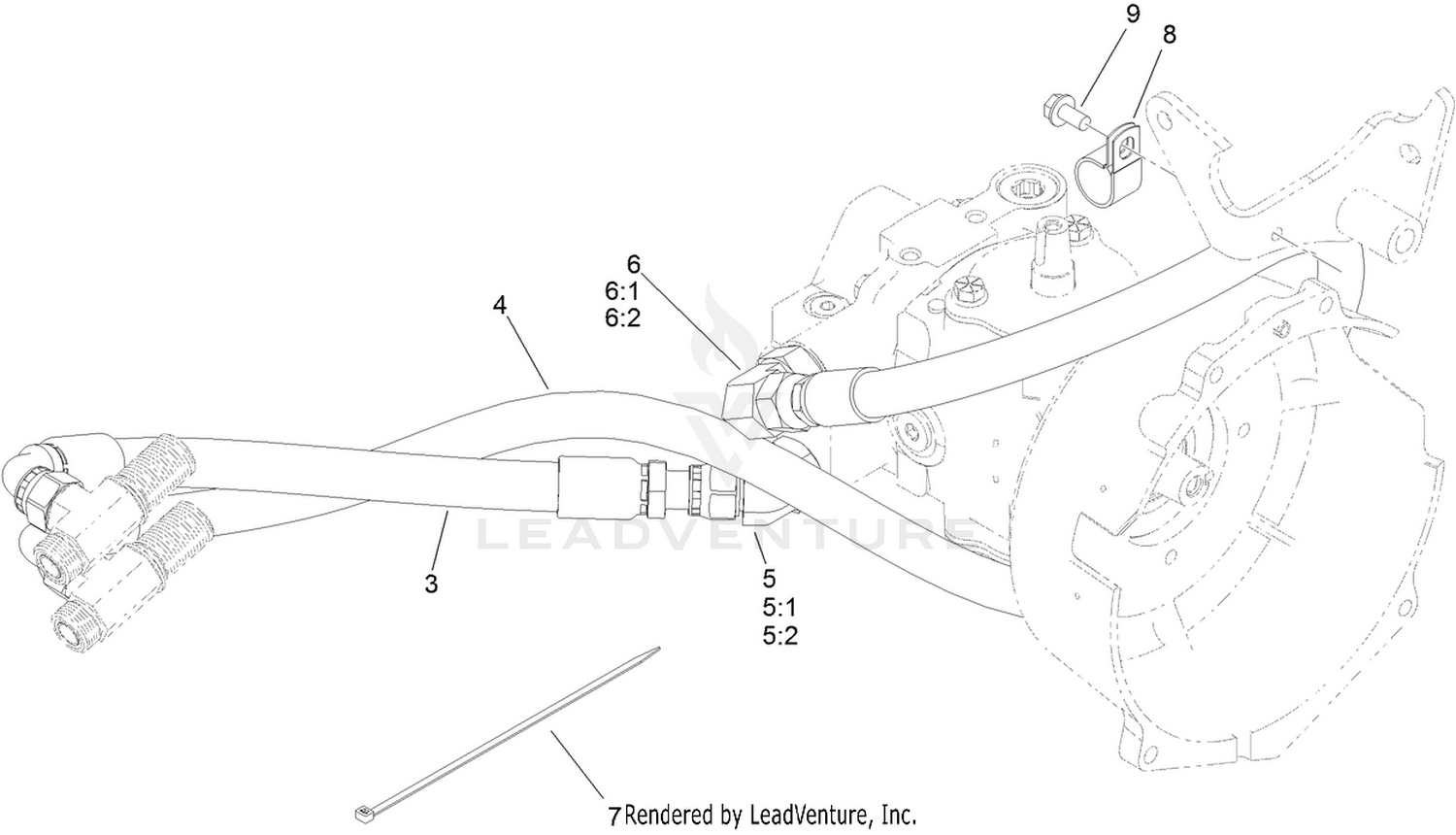 Traction Drive Hose Routing Assembly