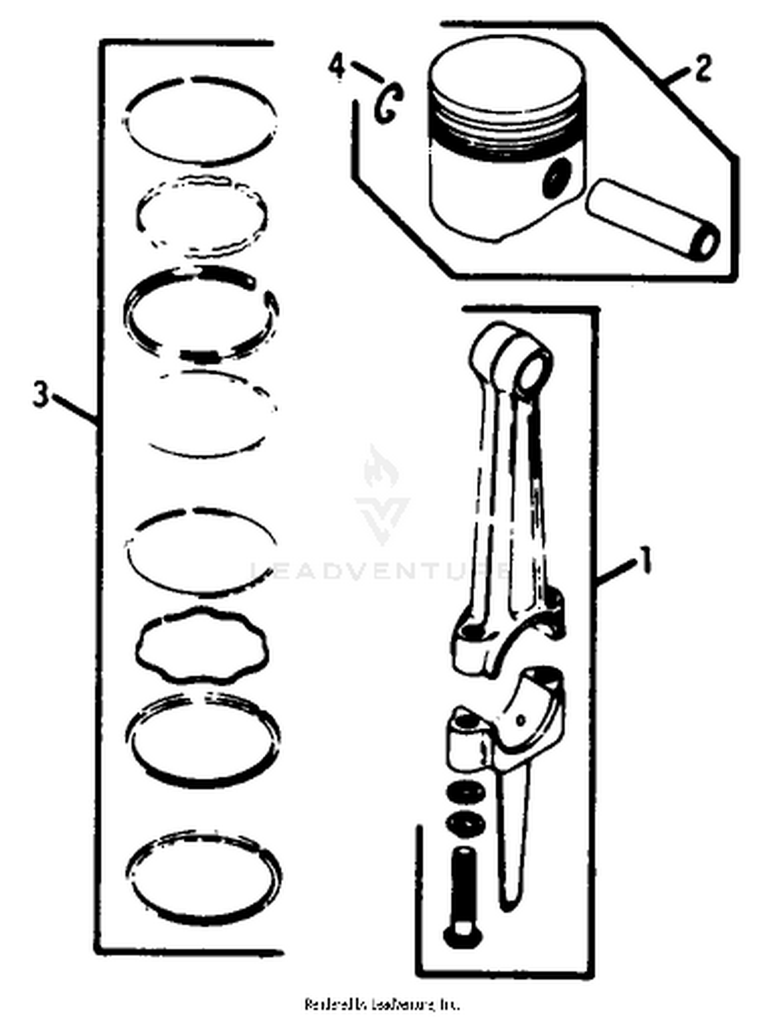 Piston  Rod-Engine Assembly-Kohler Model K-321s Spec. No. 60407