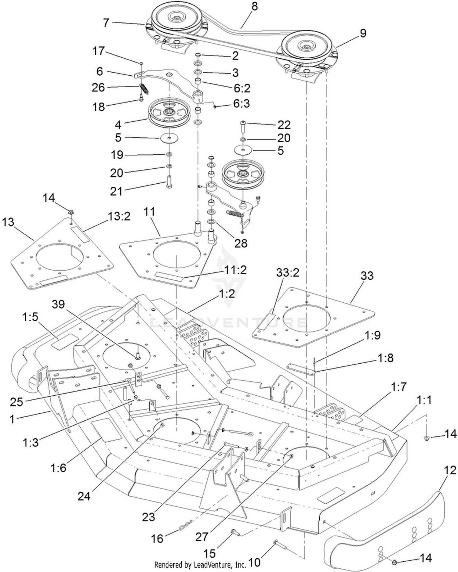 Front Deck Idler and Skid Assembly