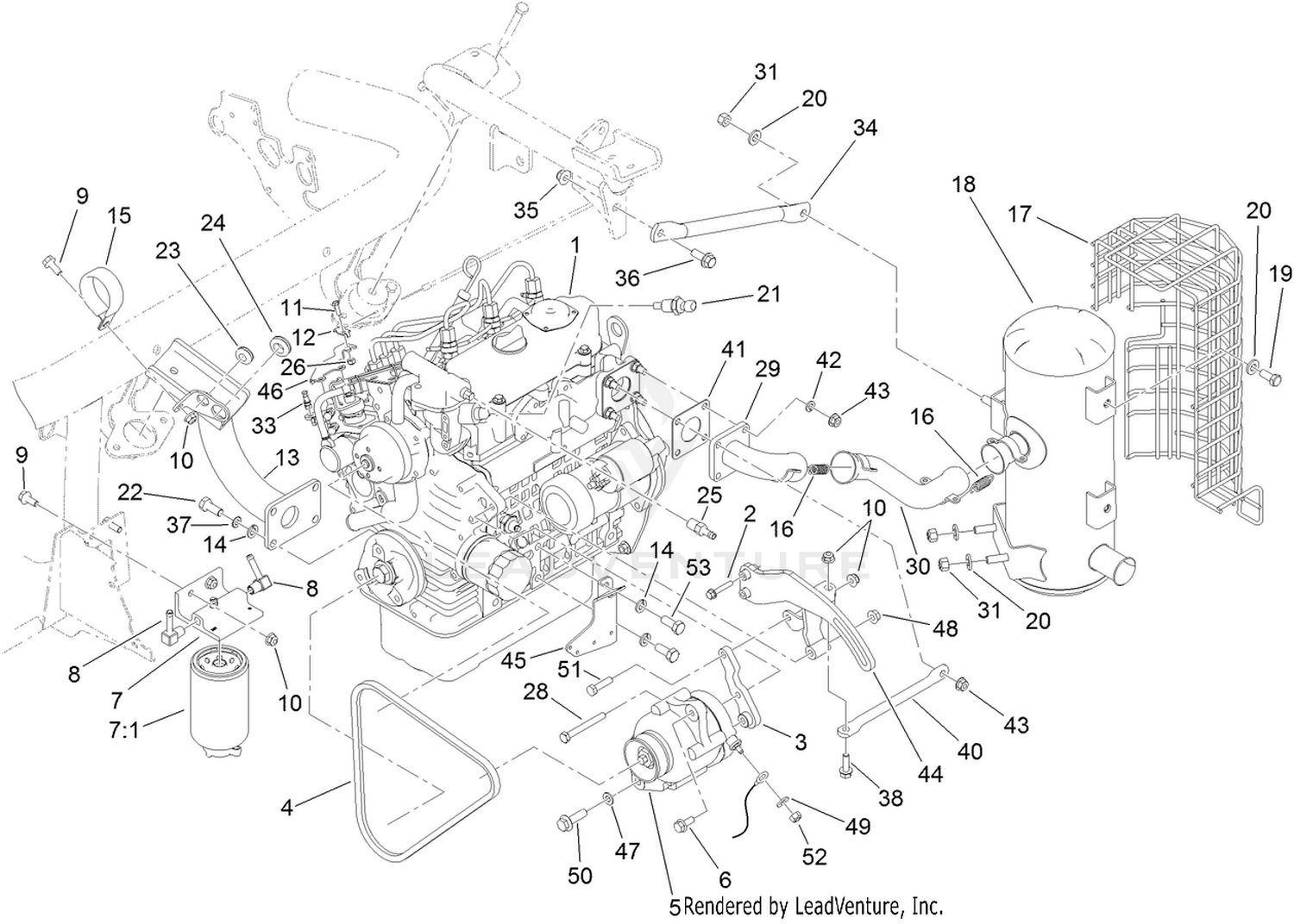 Engine and Exhaust Assembly