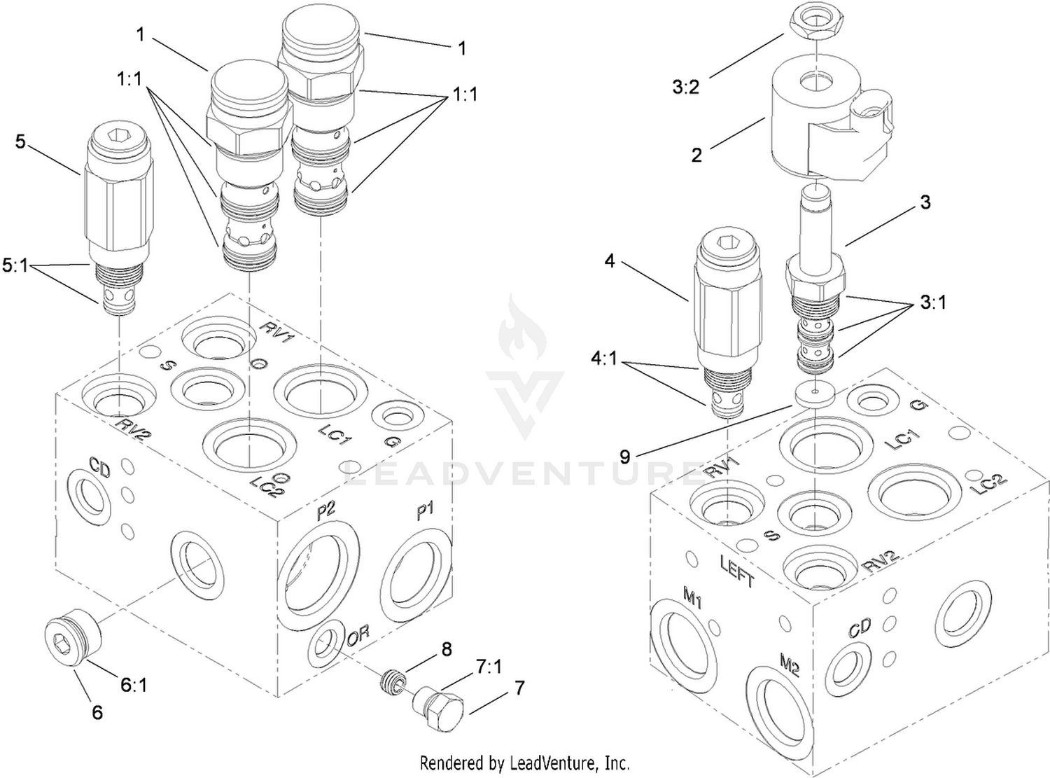 Hydraulic PTO Manifold Assembly No. 117-1111