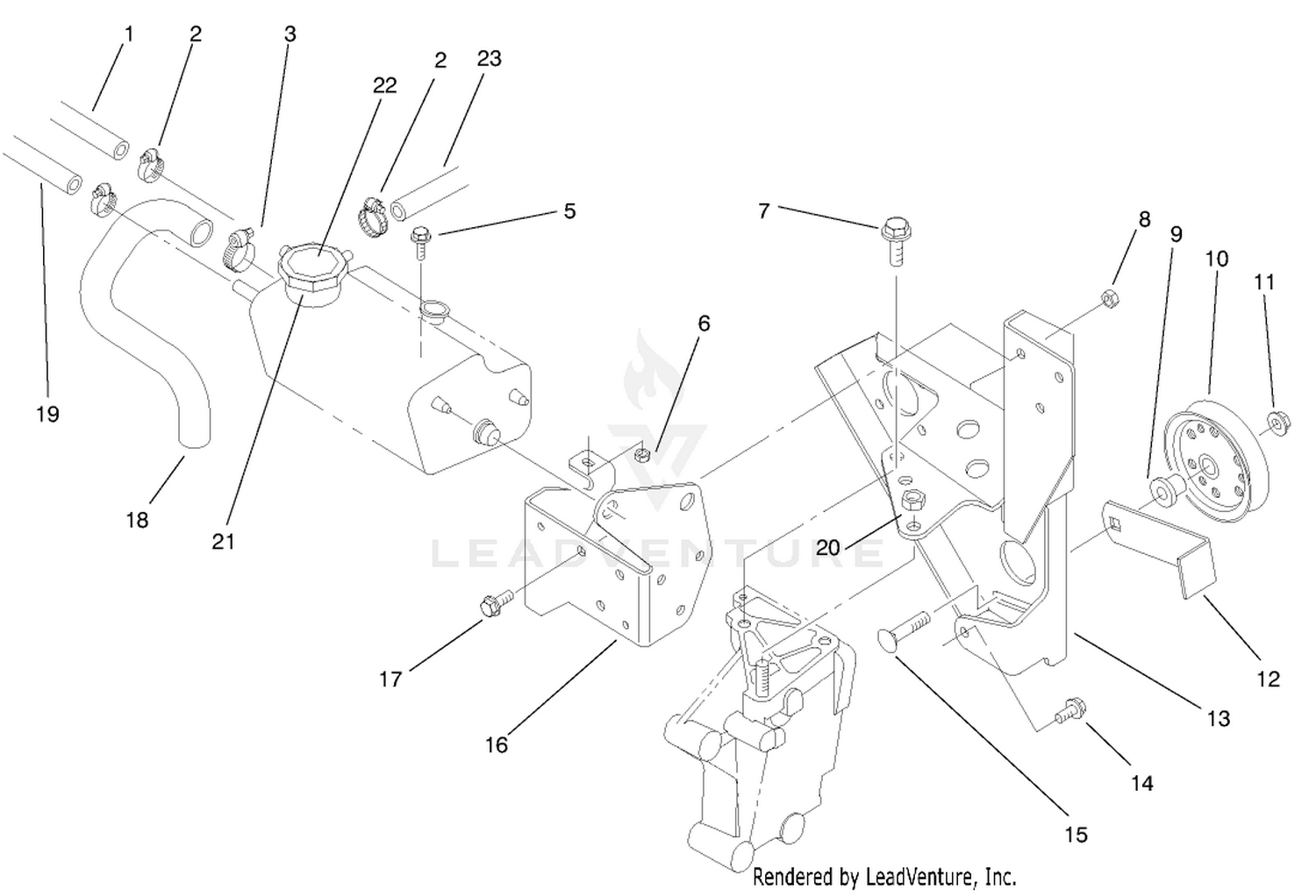 Fan Bracket and Degasser Assembly