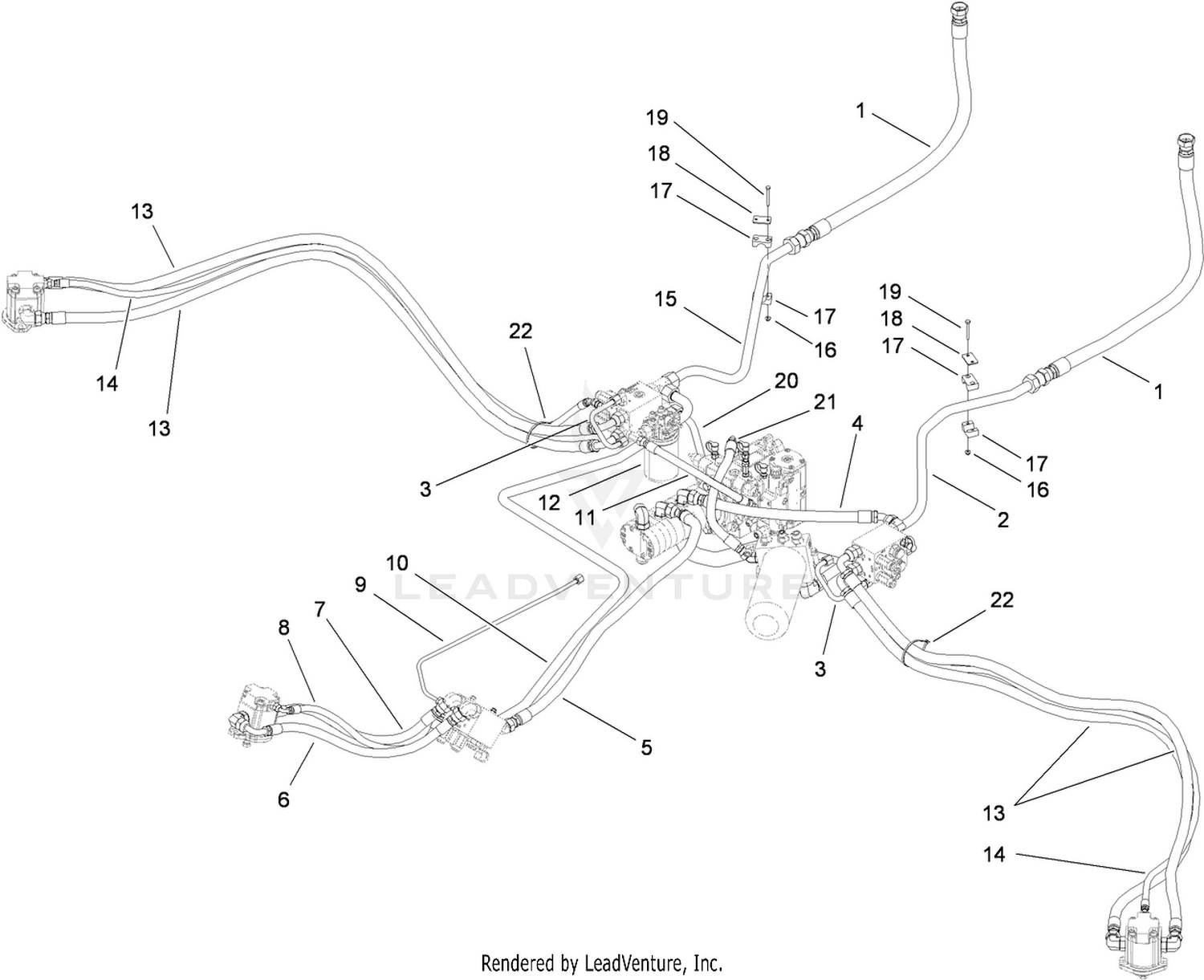 PTO Hydraulic Plumbing Assembly
