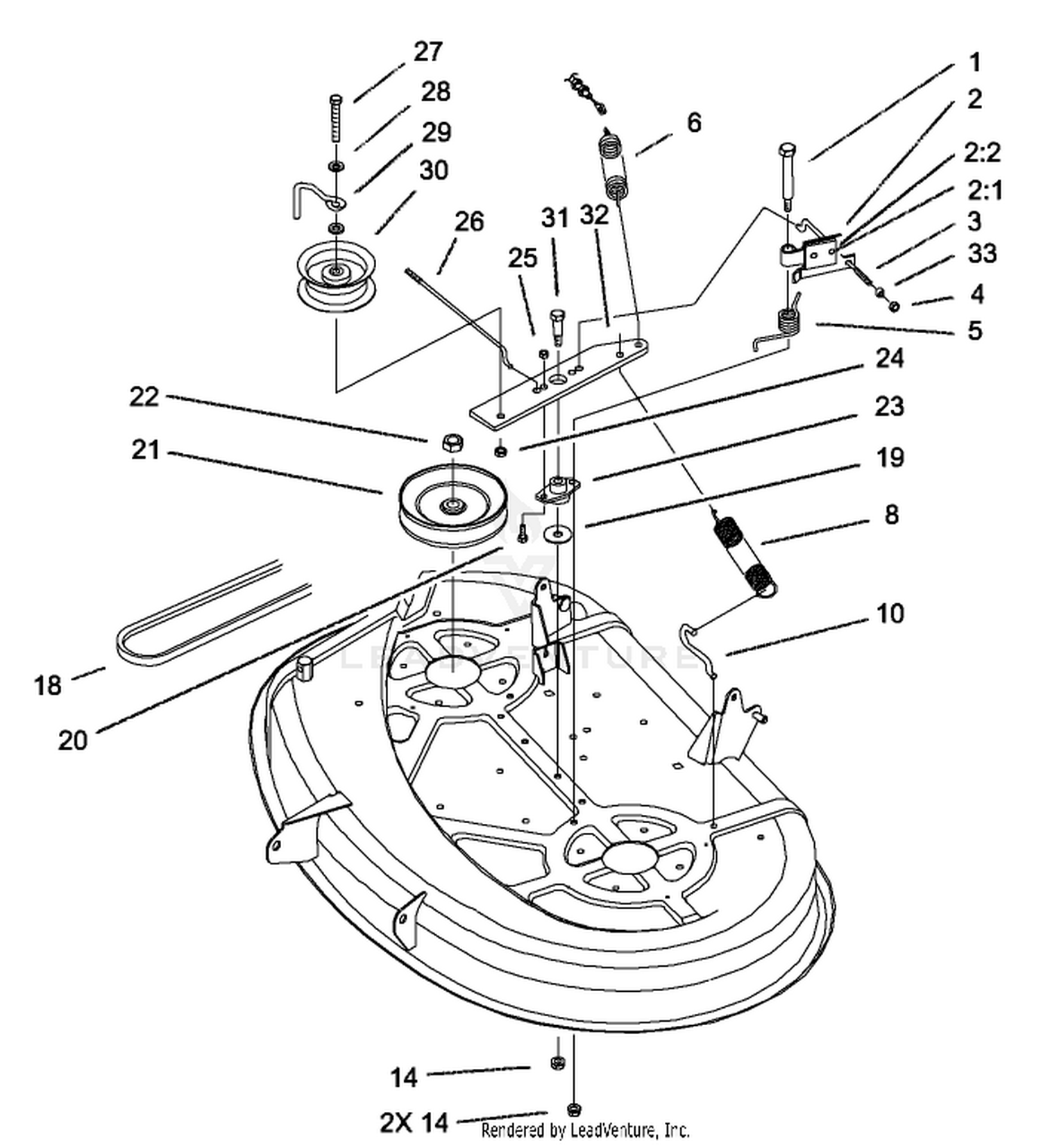 38in Deck Blade Drive and Brake Assembly